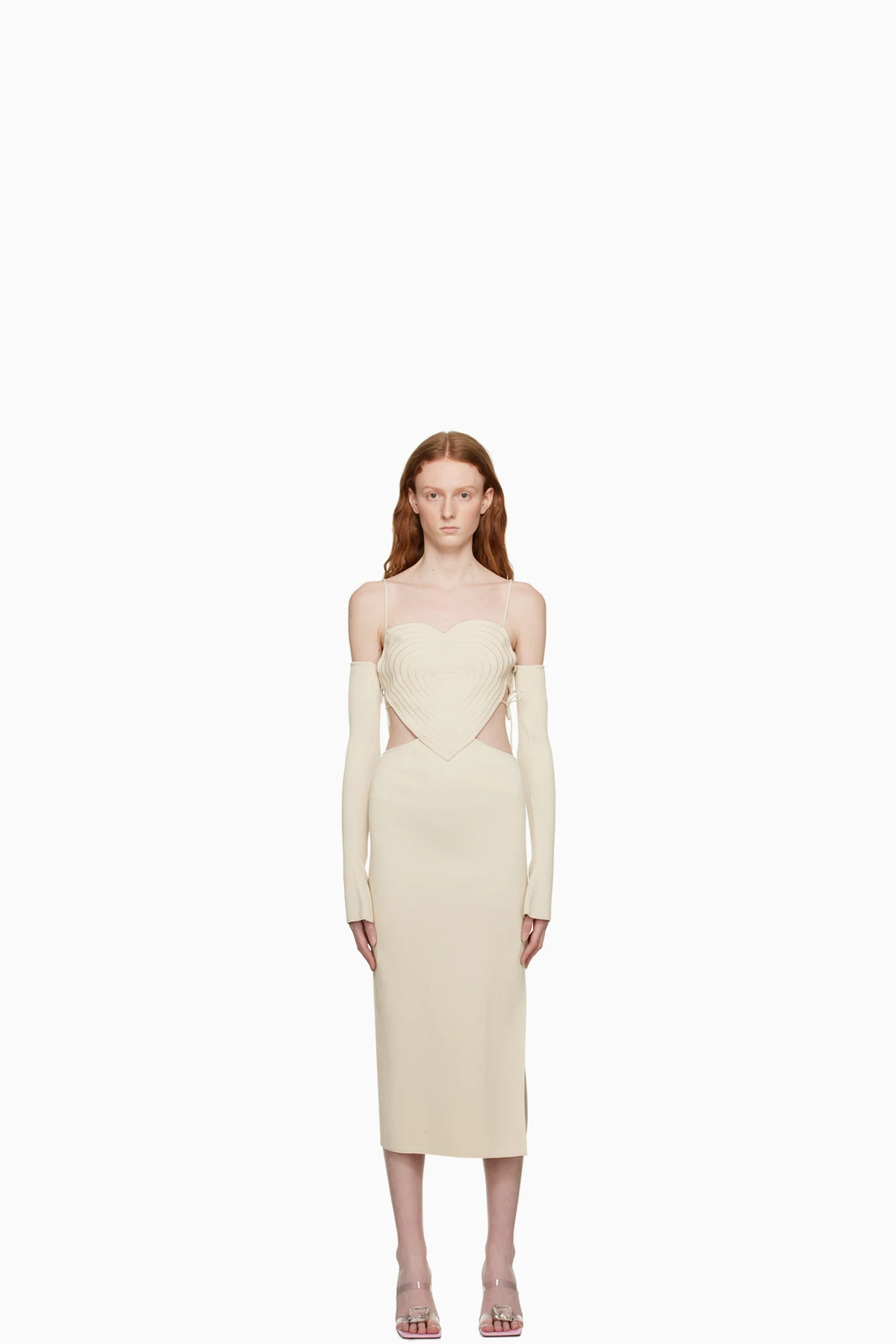 Beige Heart Midi Dress