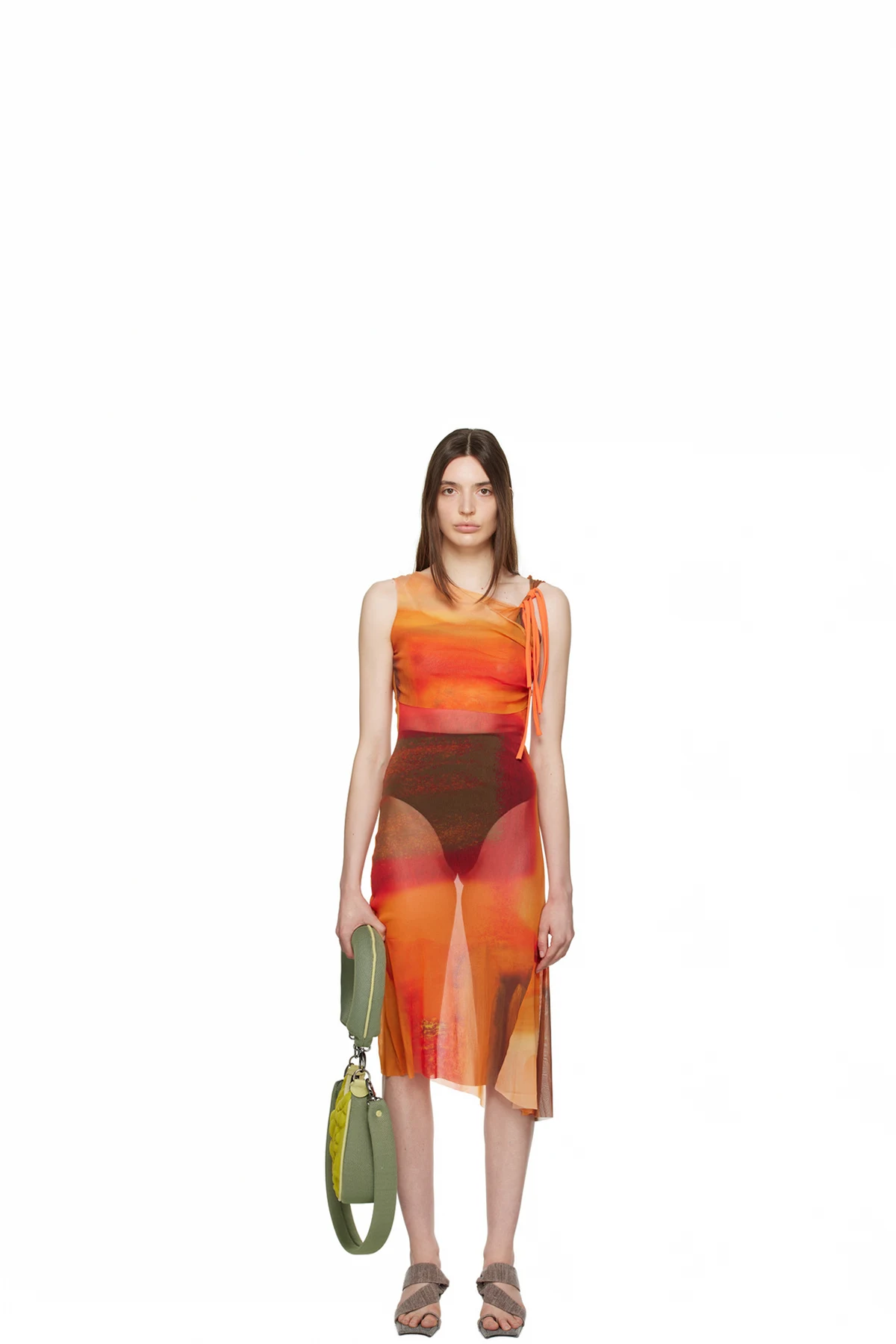 Orange Cutout Midi Dress