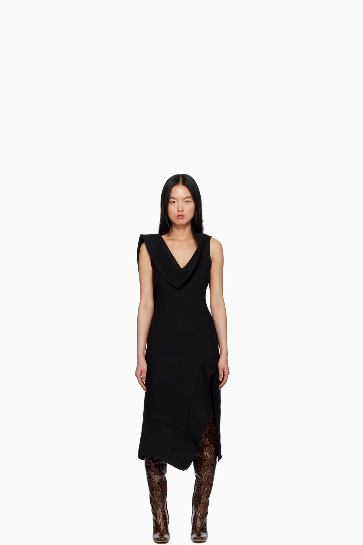 Black Structured Midi Dress