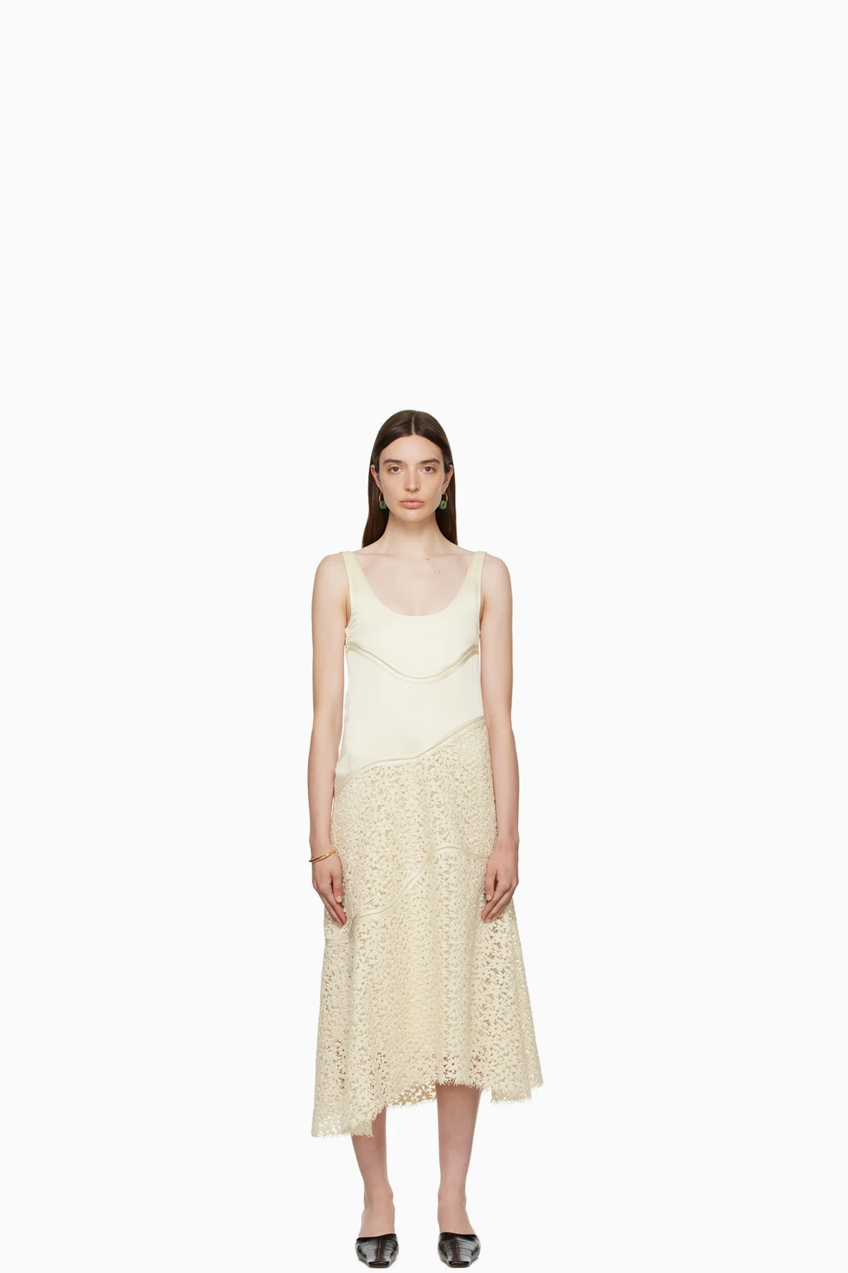 Off-White Embroidered Midi Dress