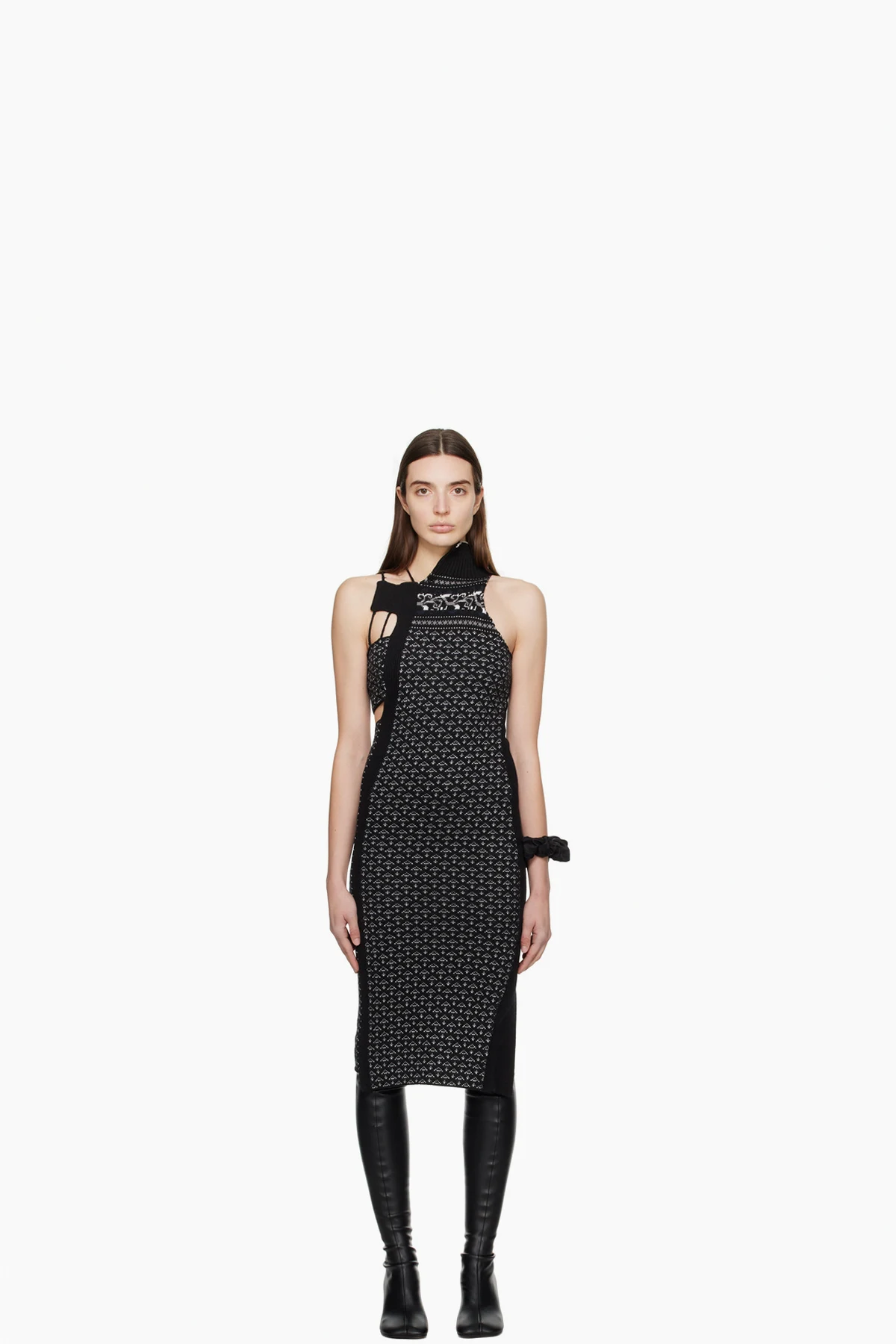 Black Asymmetric Midi Dress