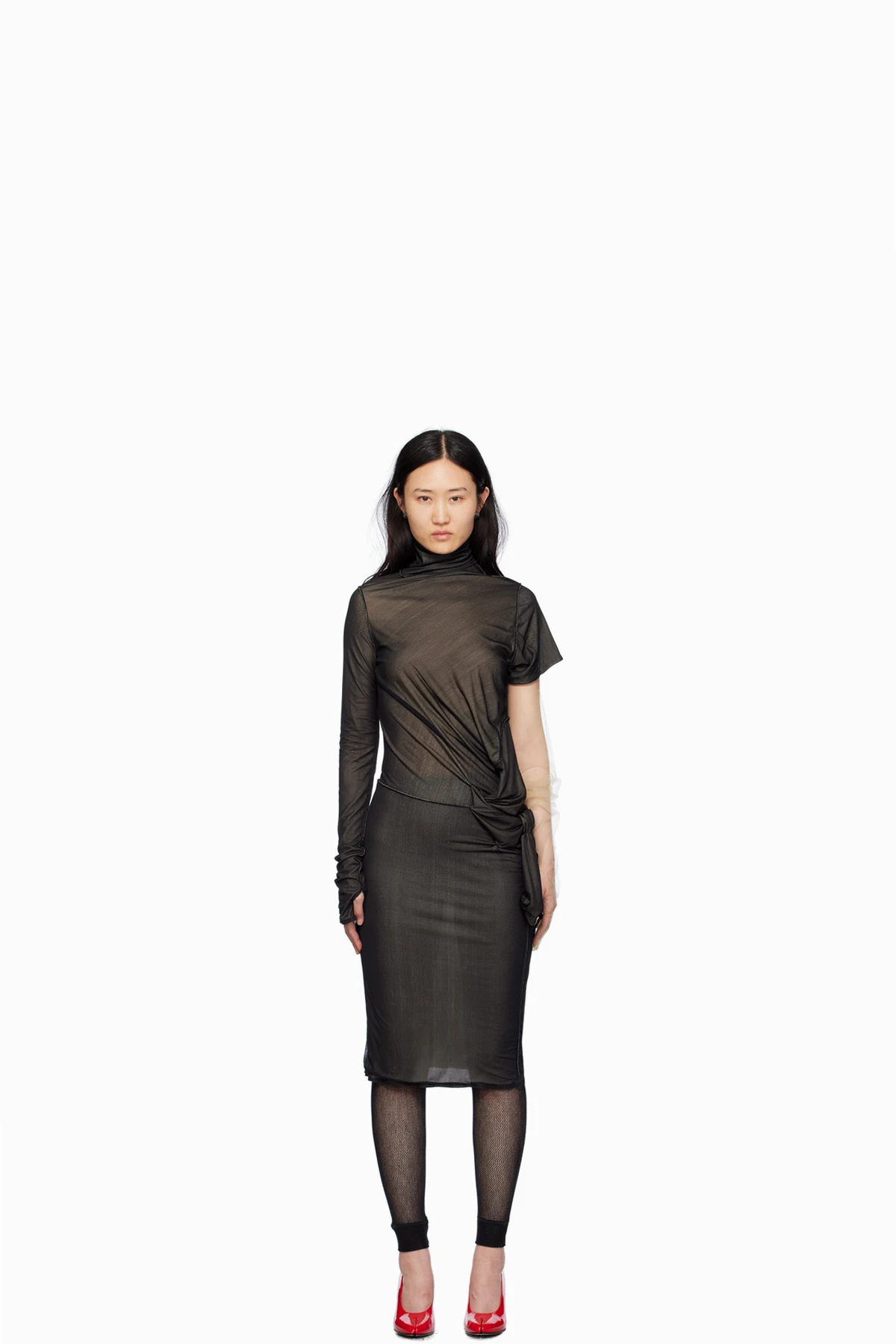 Black Asymmetric Midi Dress