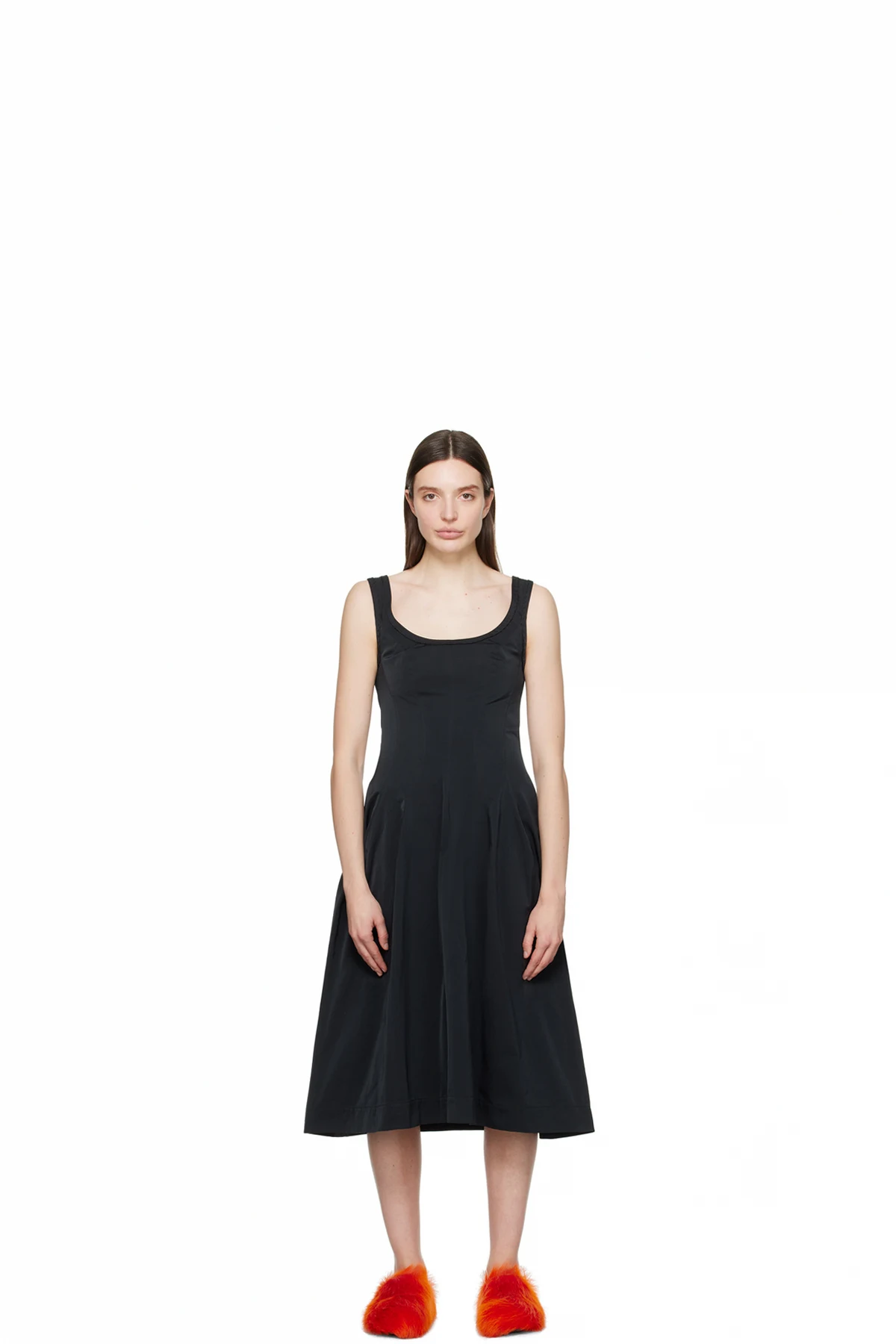Black Scoop Neck Midi Dress