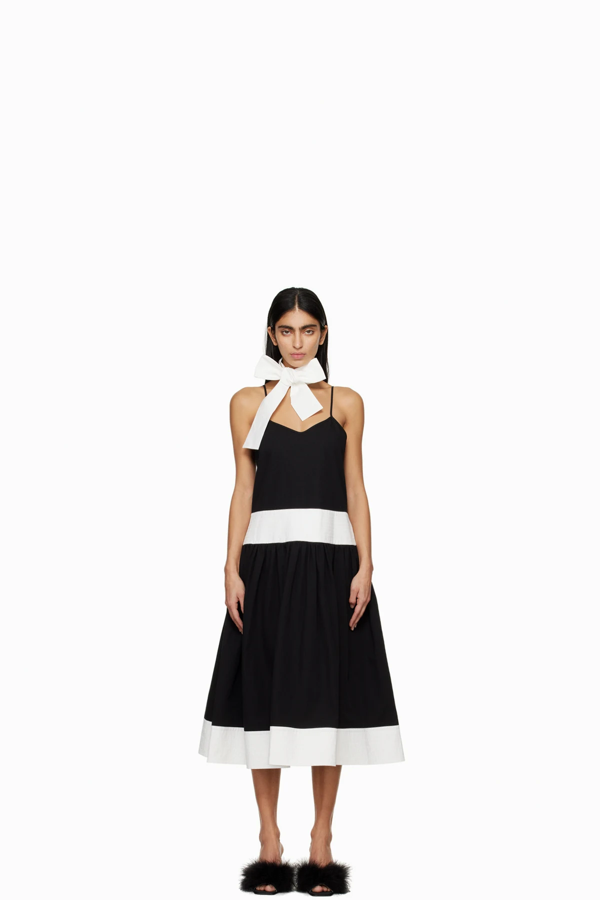 Black Bicolor Midi Dress