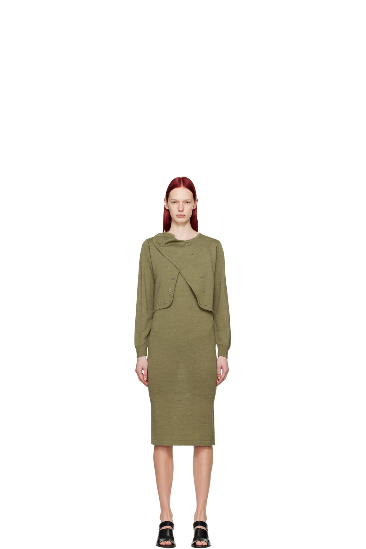 Green Layered Midi Dress