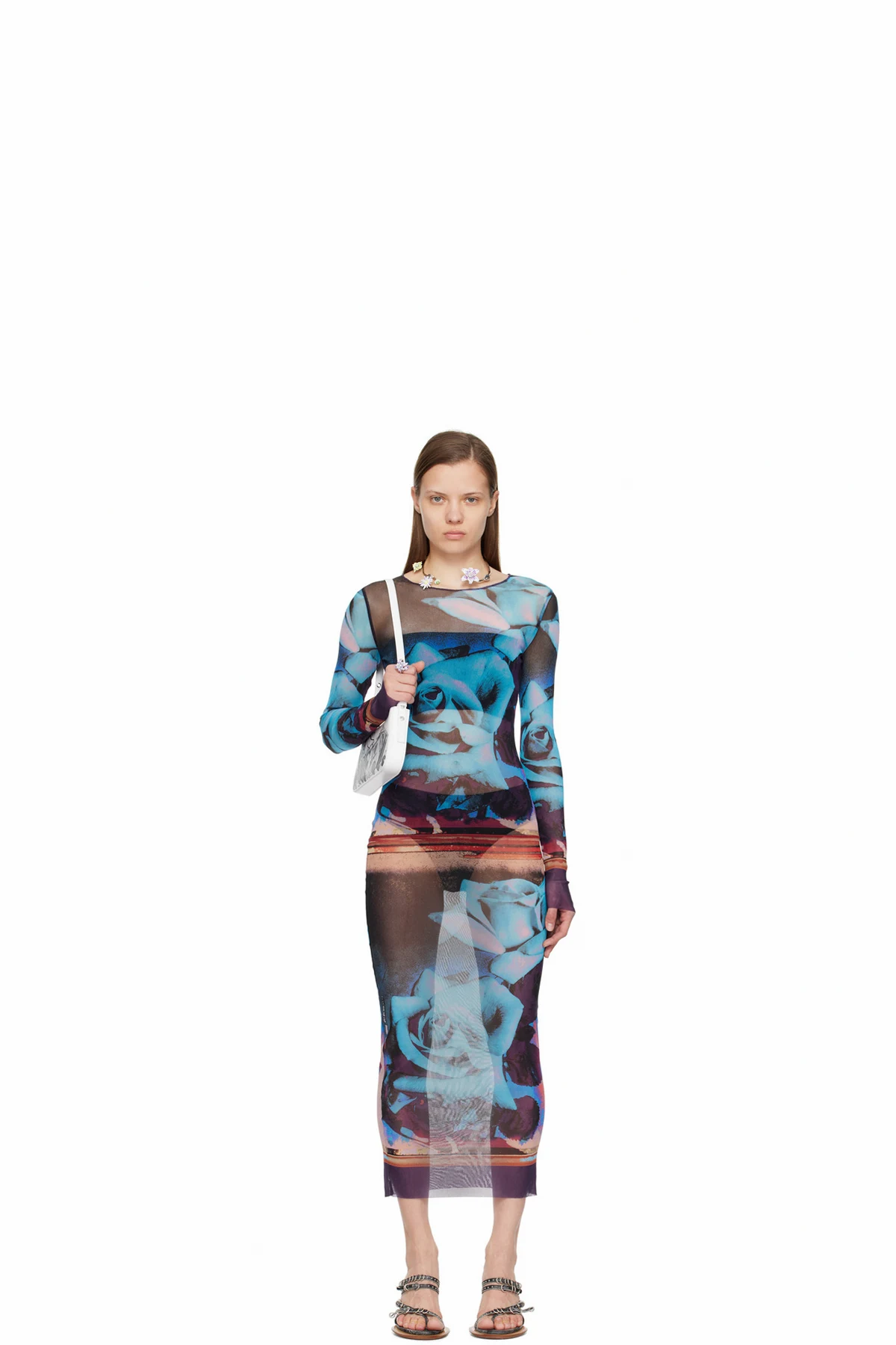 Purple & Blue Roses Maxi Dress