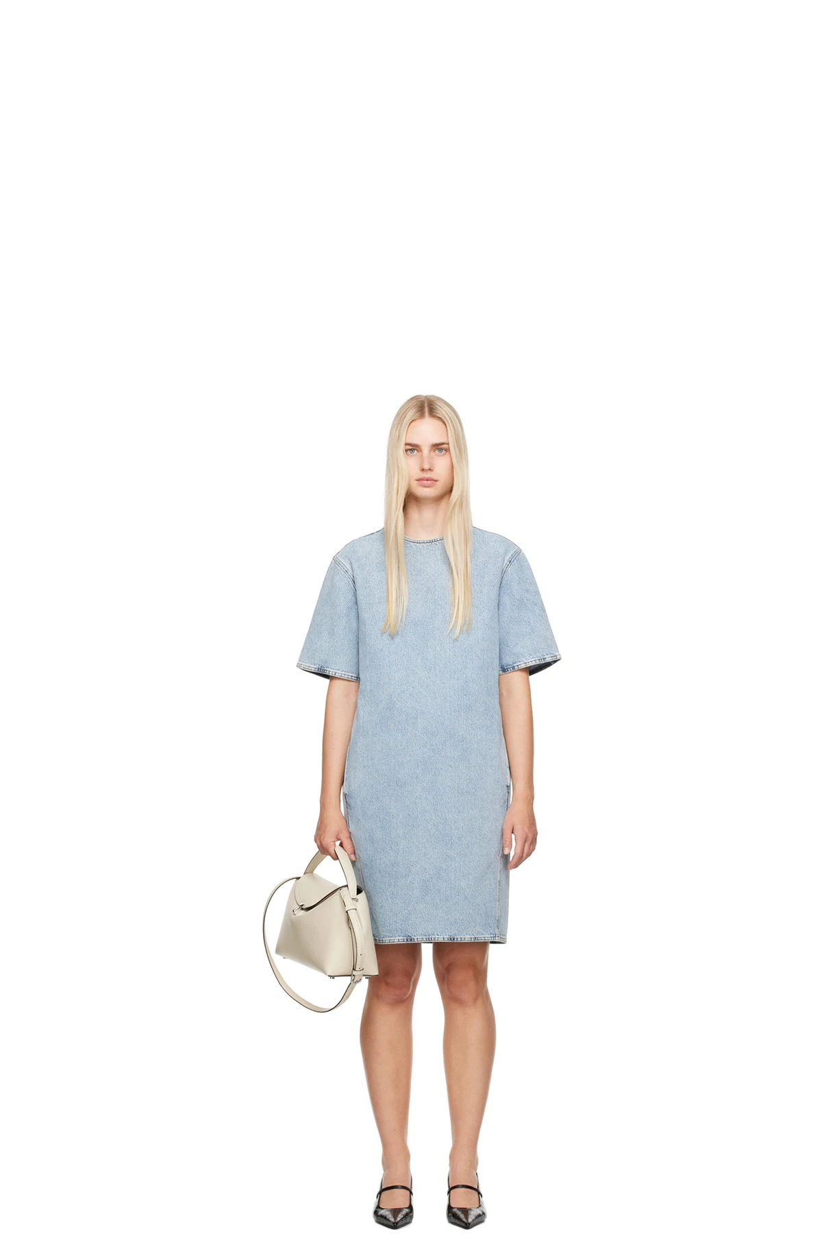 Blue Trapeze Denim Midi Dress