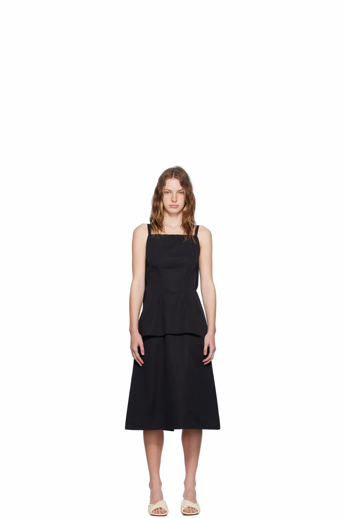 Black Square Neck Midi Dress