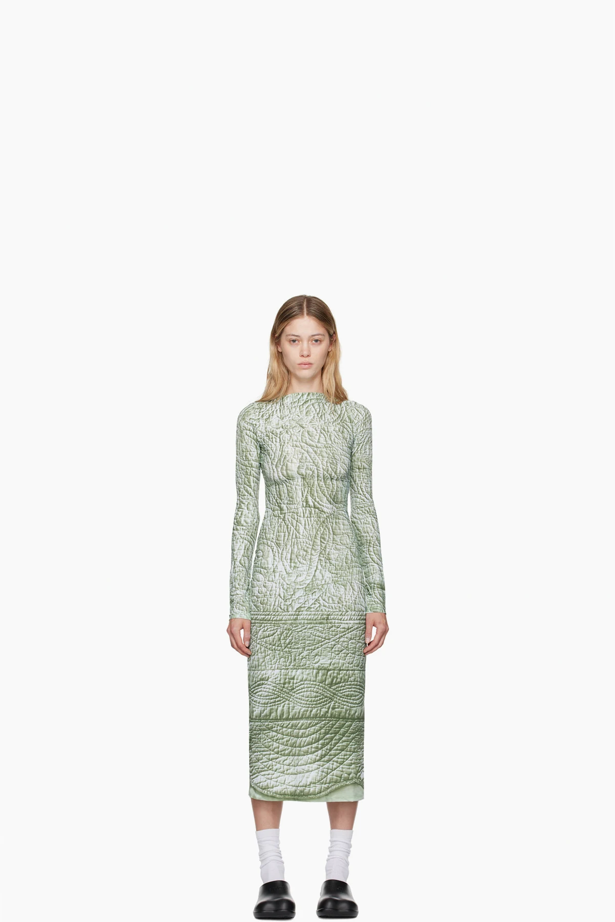 Green Printed Midi Dress