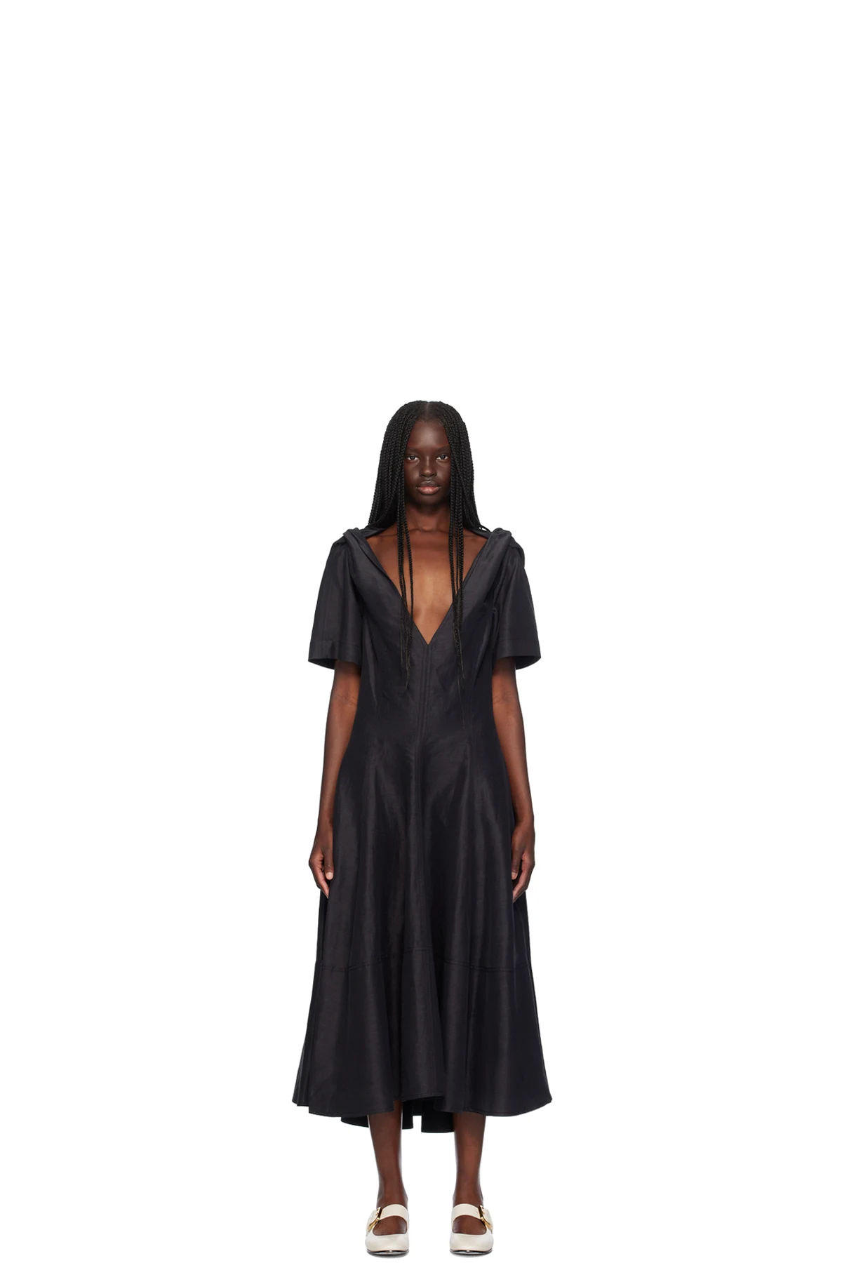 Black Fluid Midi Dress