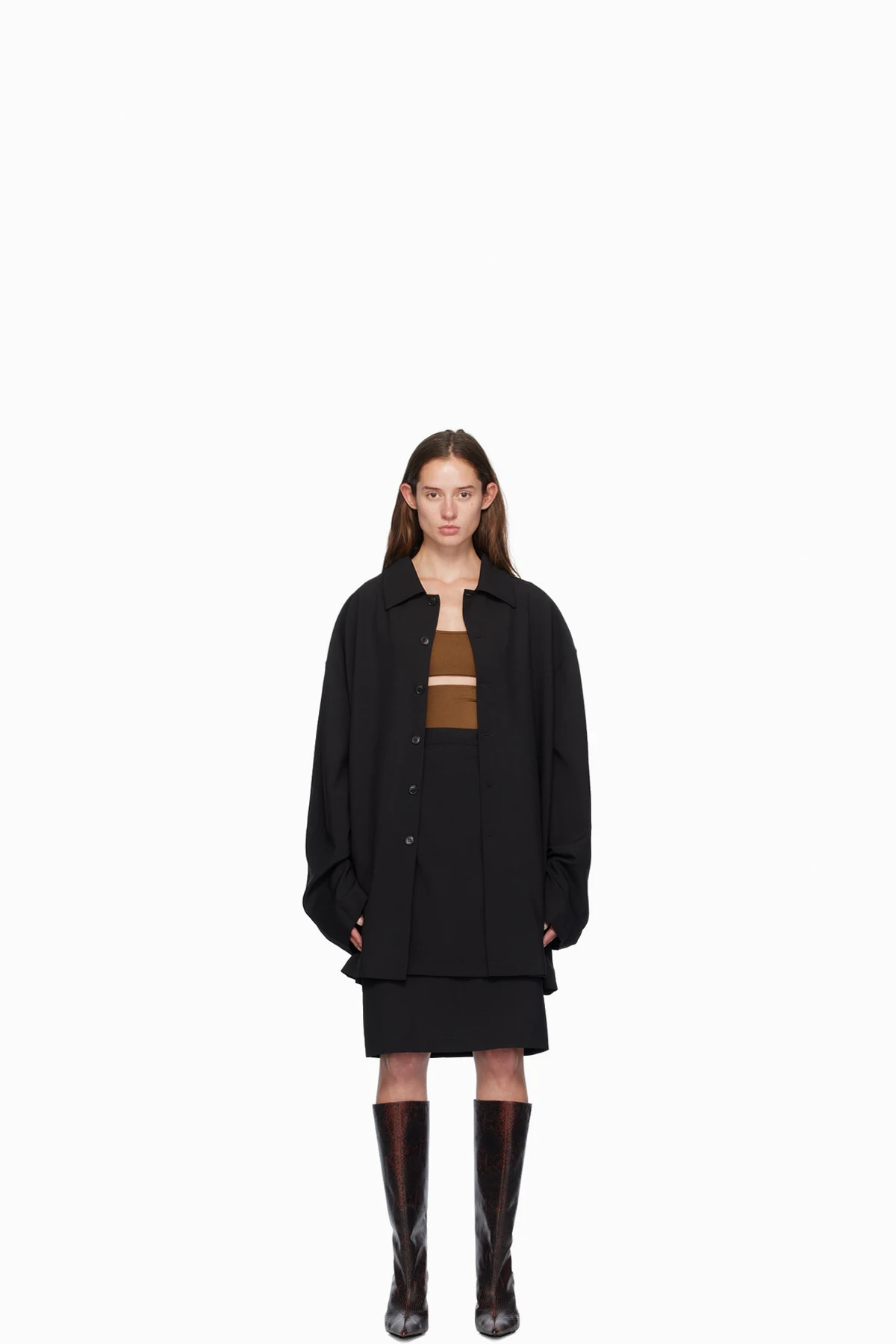 Black 'Jacket Skirt' Midi Dress