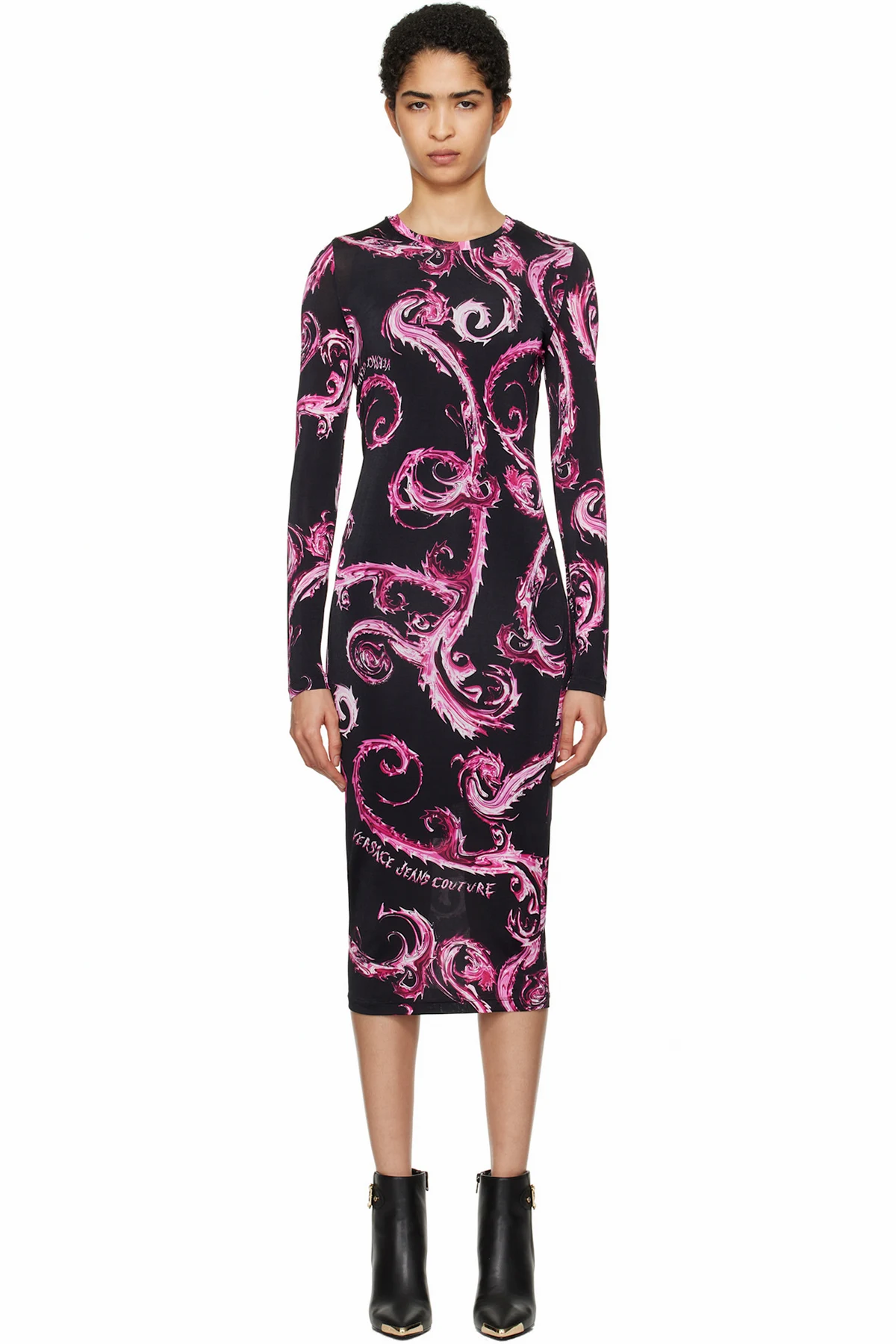 Black Chain Couture Midi Dress