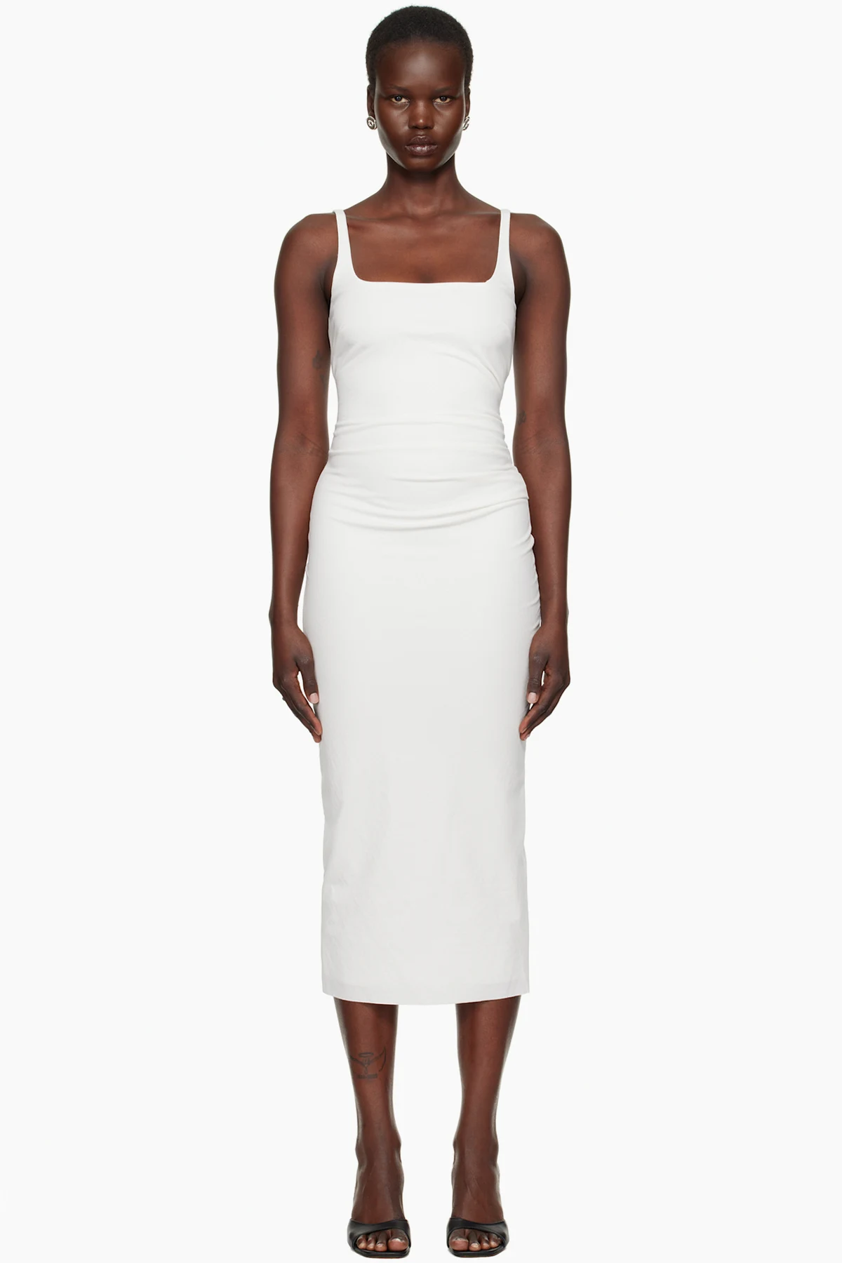 White Aveline Tuck Midi Dress