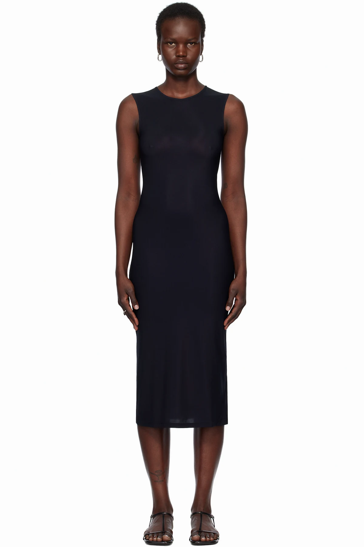 Black Crew Neck Slip Dress