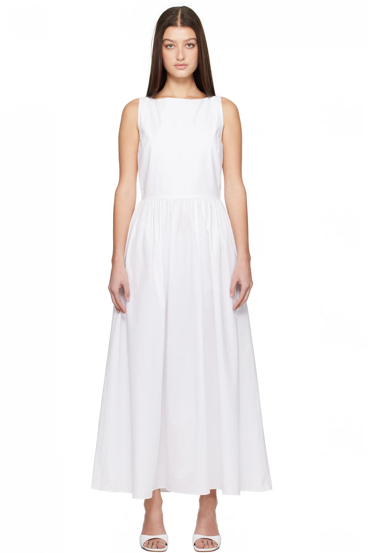White Tie Back Midi Dress
