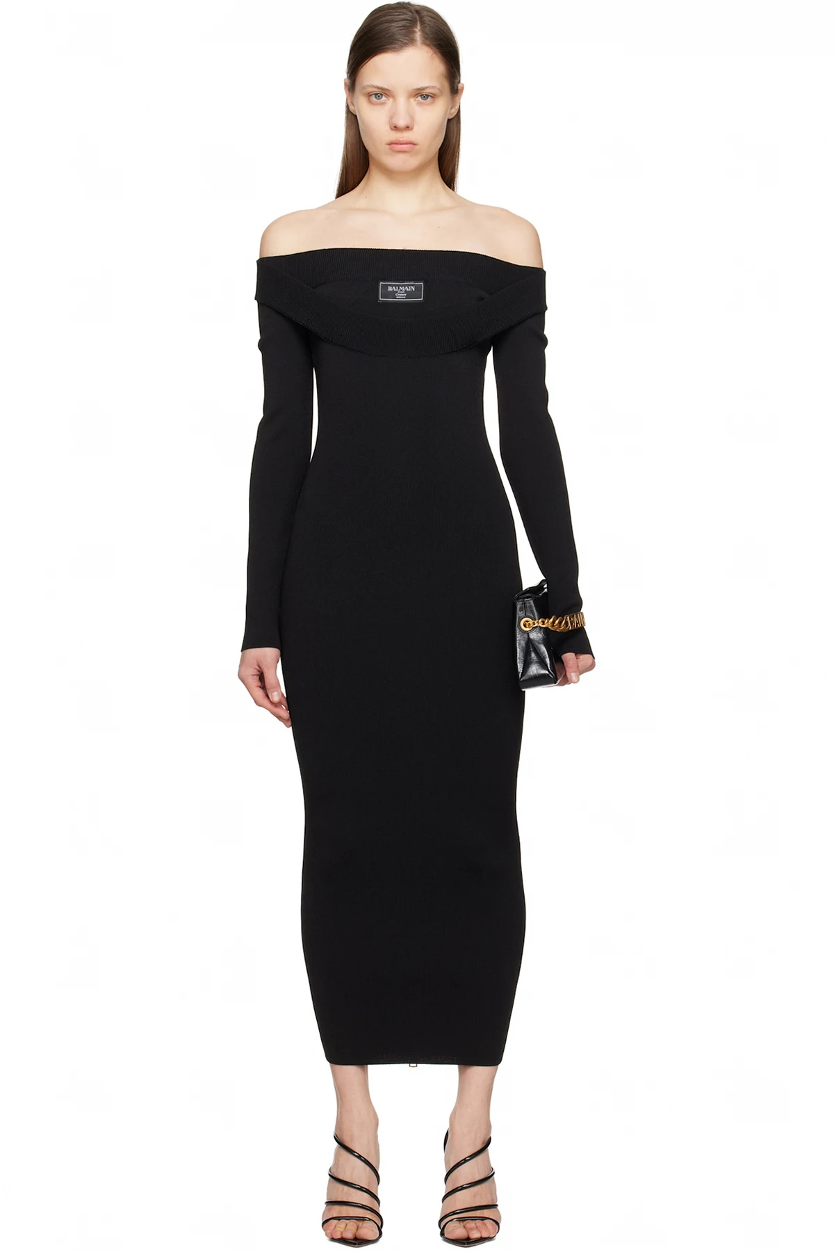 Black Plain Knit Maxi Dress
