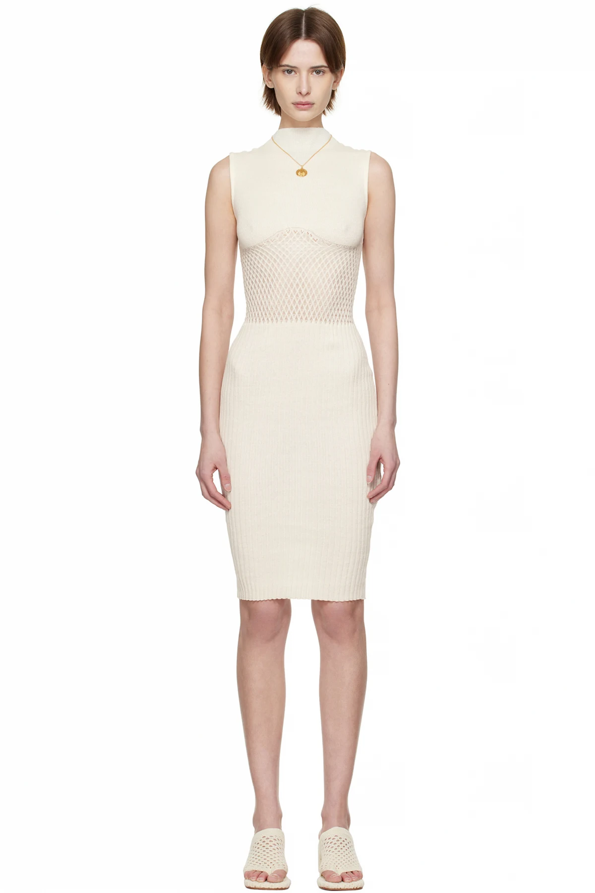Off-White Honeycomb Midi Dress