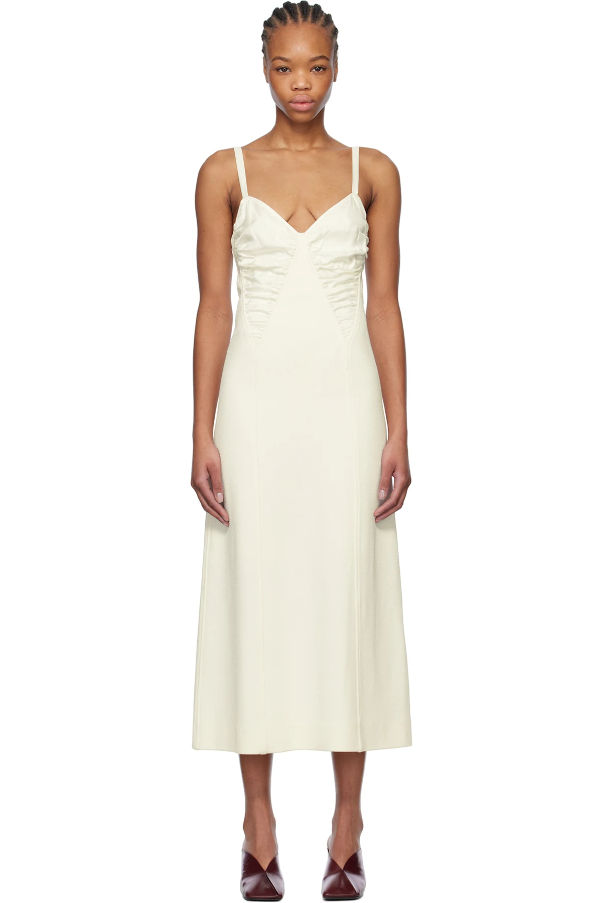 Off-White Sleeveless Midi Dress
