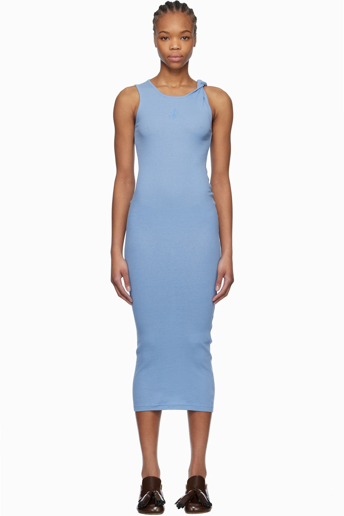 Blue Anchor Logo Twisted Strap Midi Dress
