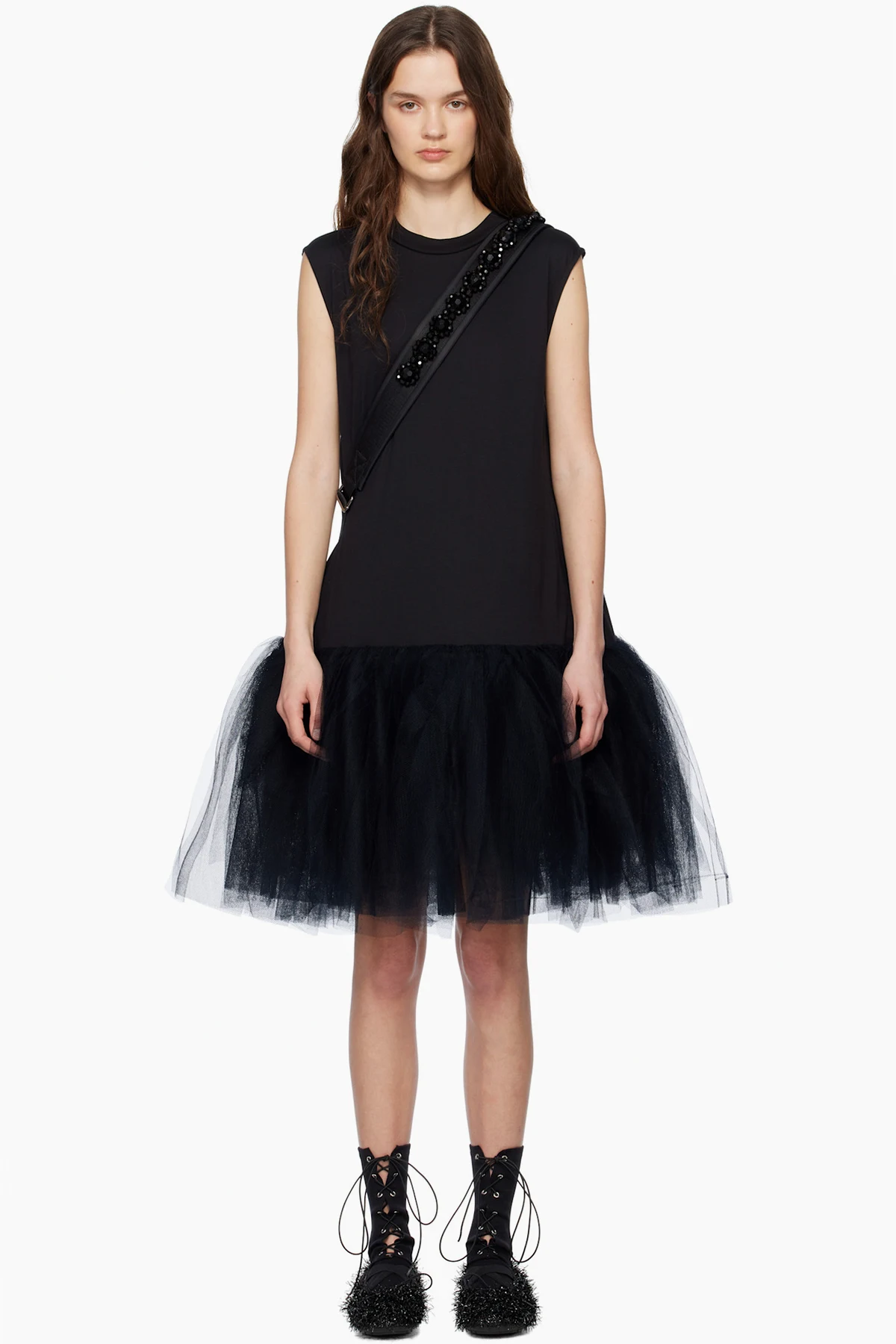 Black Relaxed Ballet Tutu Midi Dress
