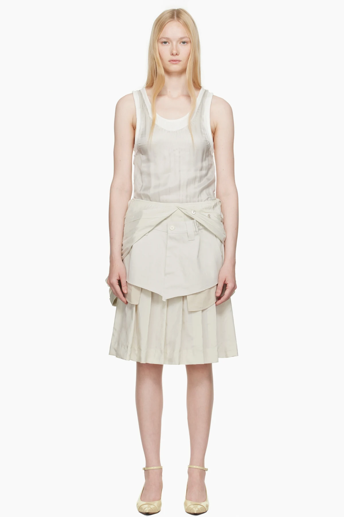Beige 'Anonymity of the lining' Midi Dress