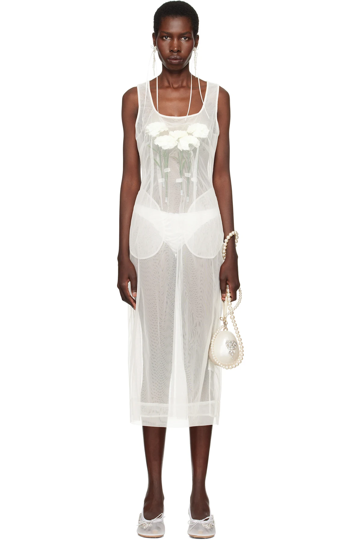 SSENSE Exclusive Bridal Capsule Carnation Dart Midi Dress