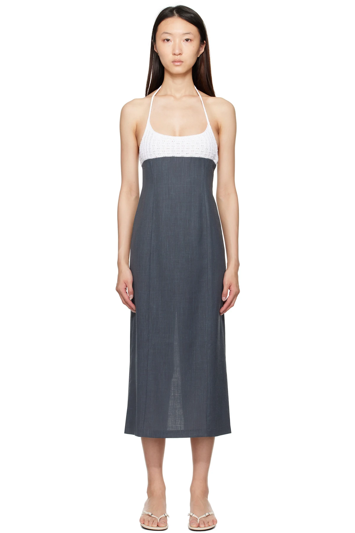 Gray & White Jody Midi Dress