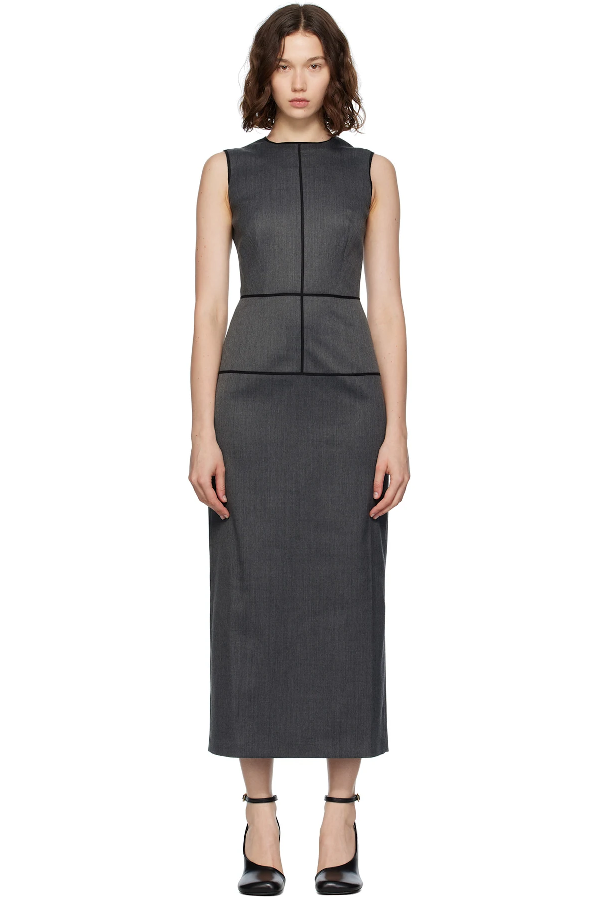 Gray Raw Edge Midi Dress