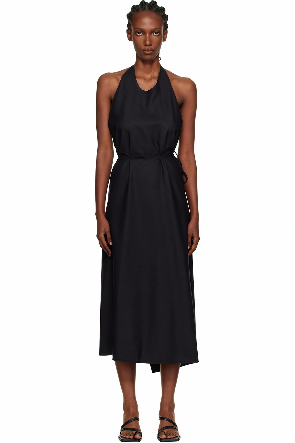 Black Apron Midi Dress