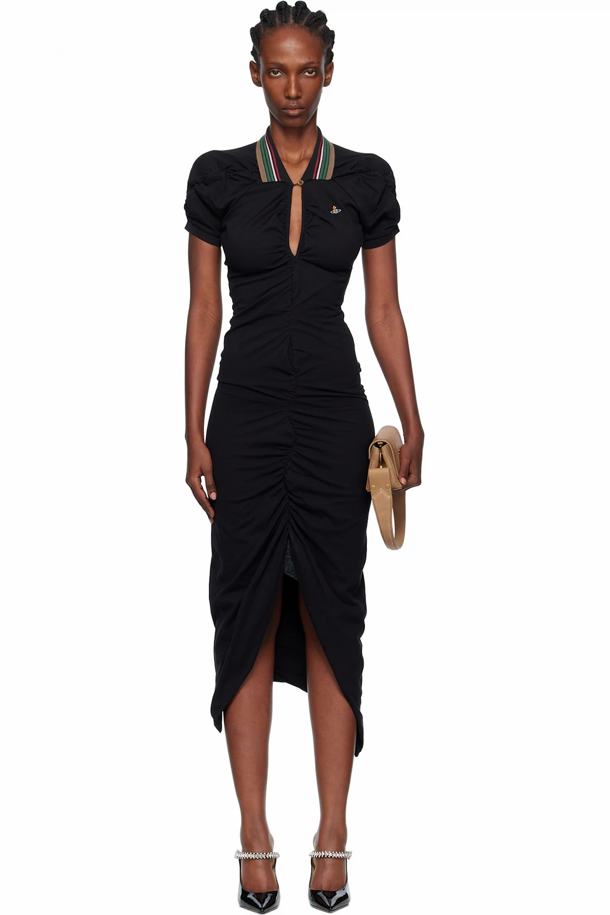 Black Pulling Midi Dress