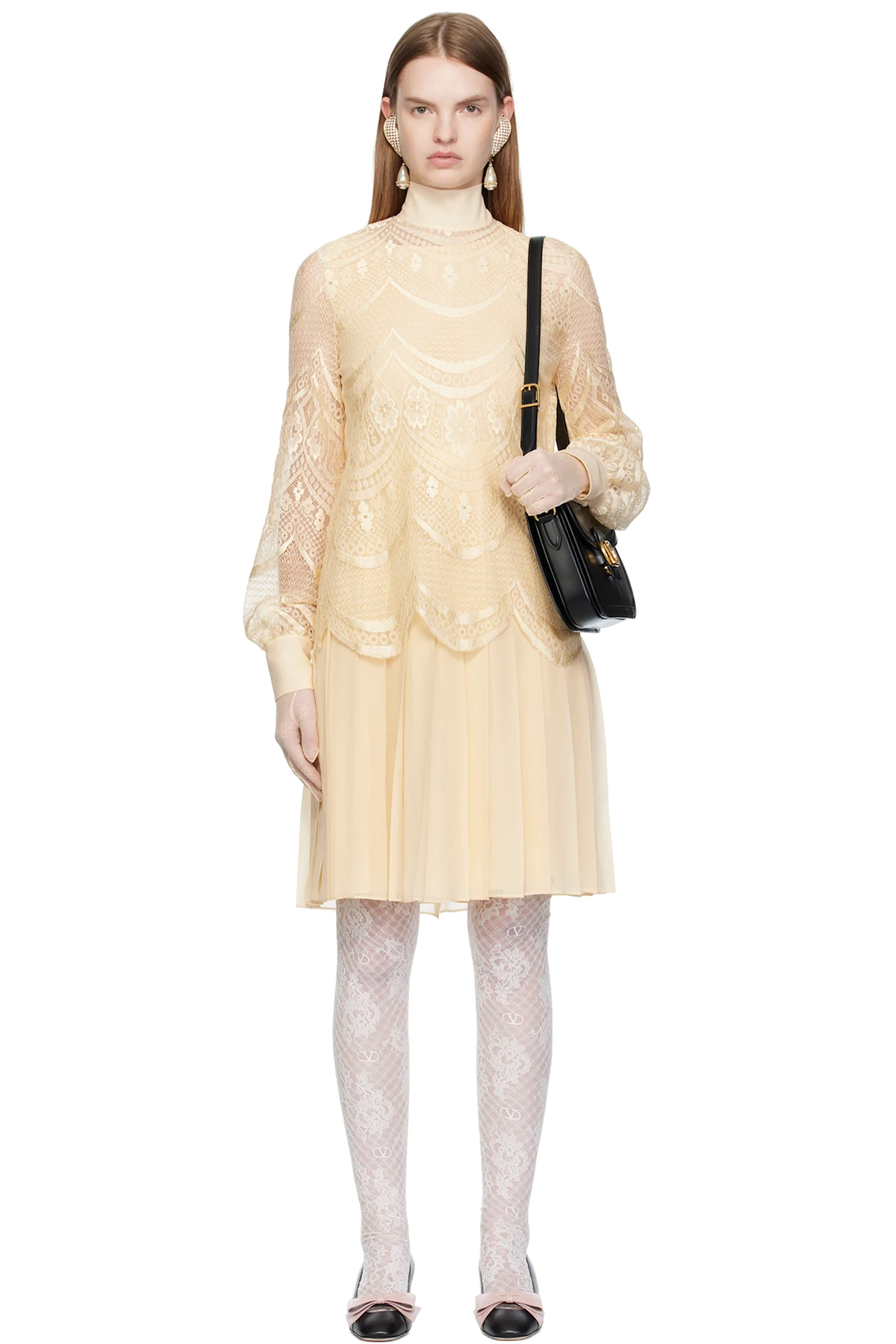 Beige Layered Midi Dress