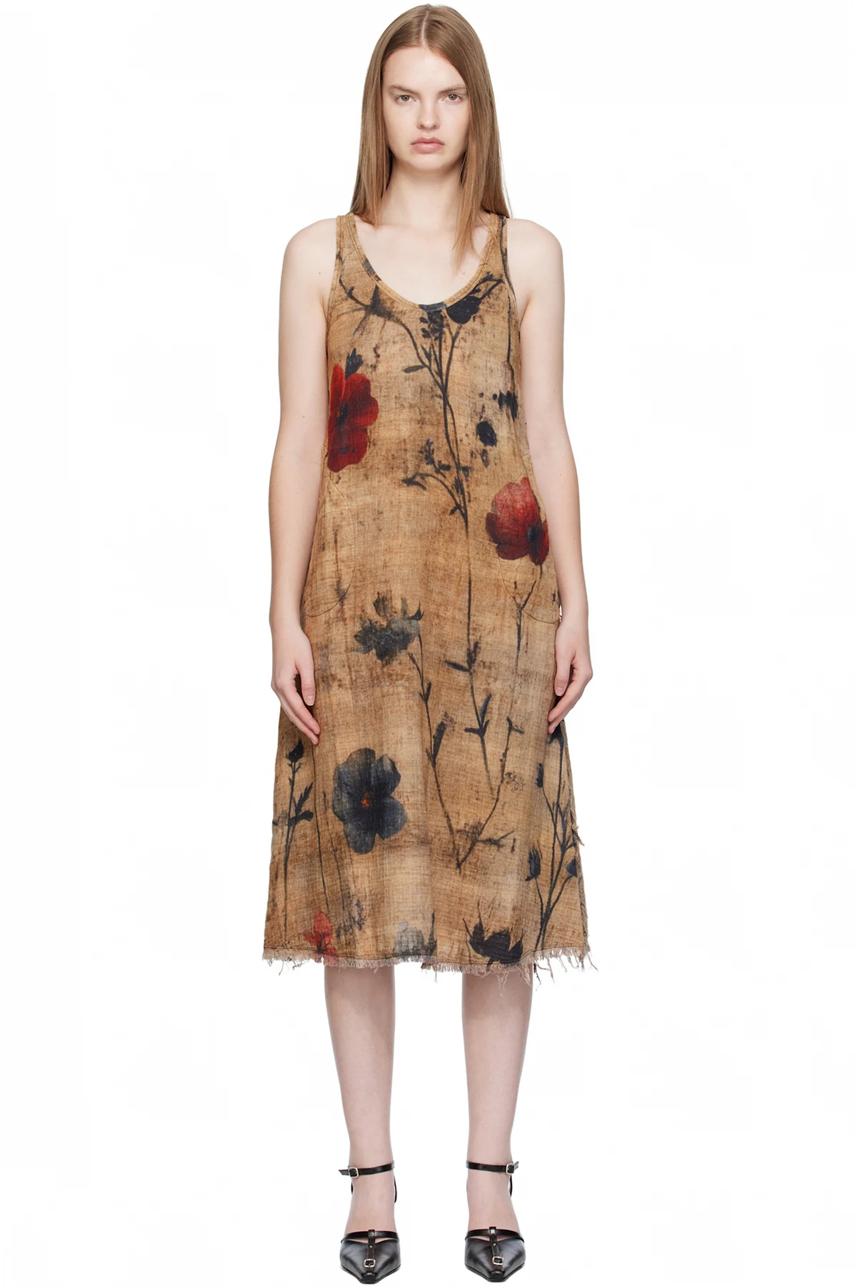 Brown Reversible Tank Midi Dress