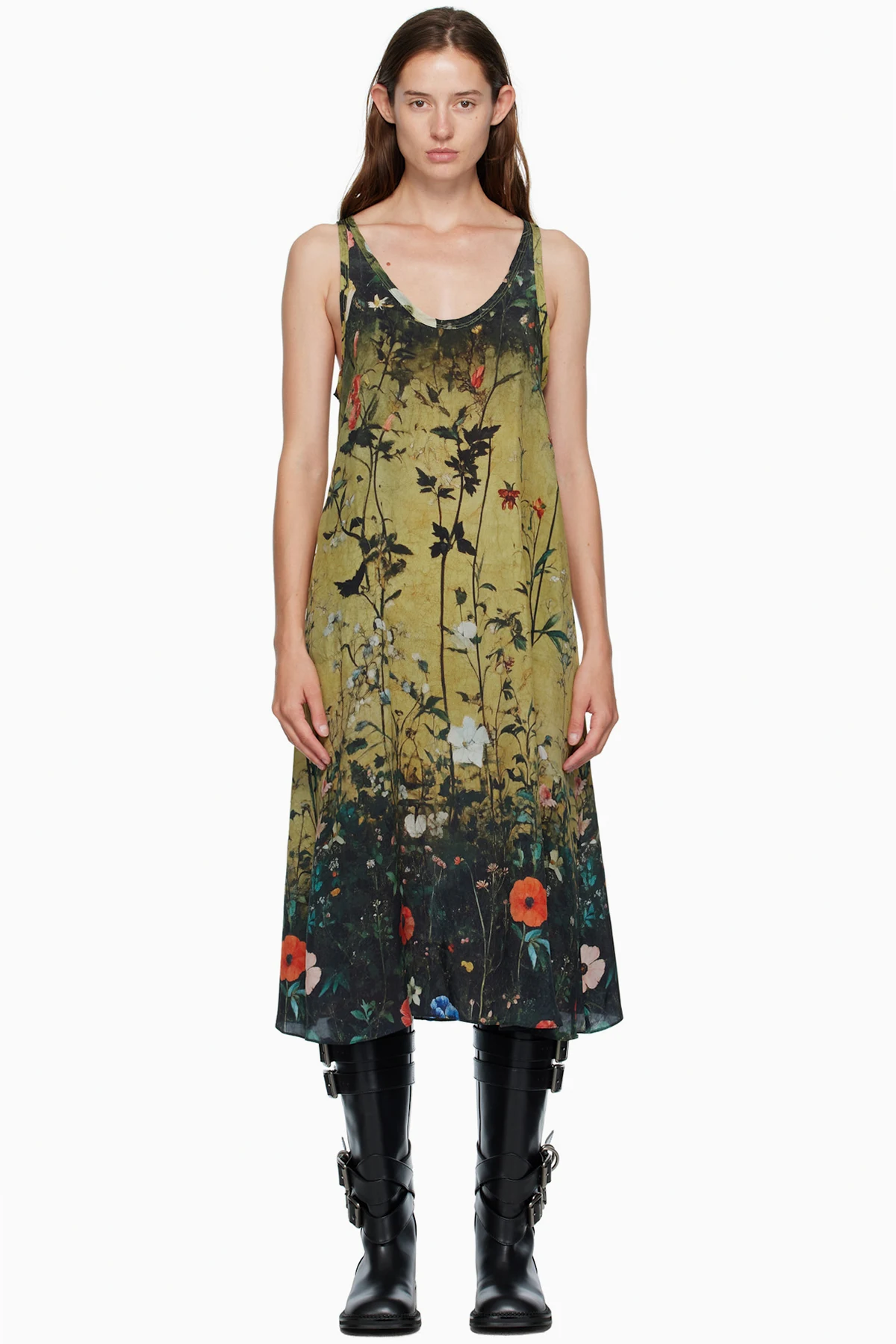 Yellow & Black Tank Midi Dress