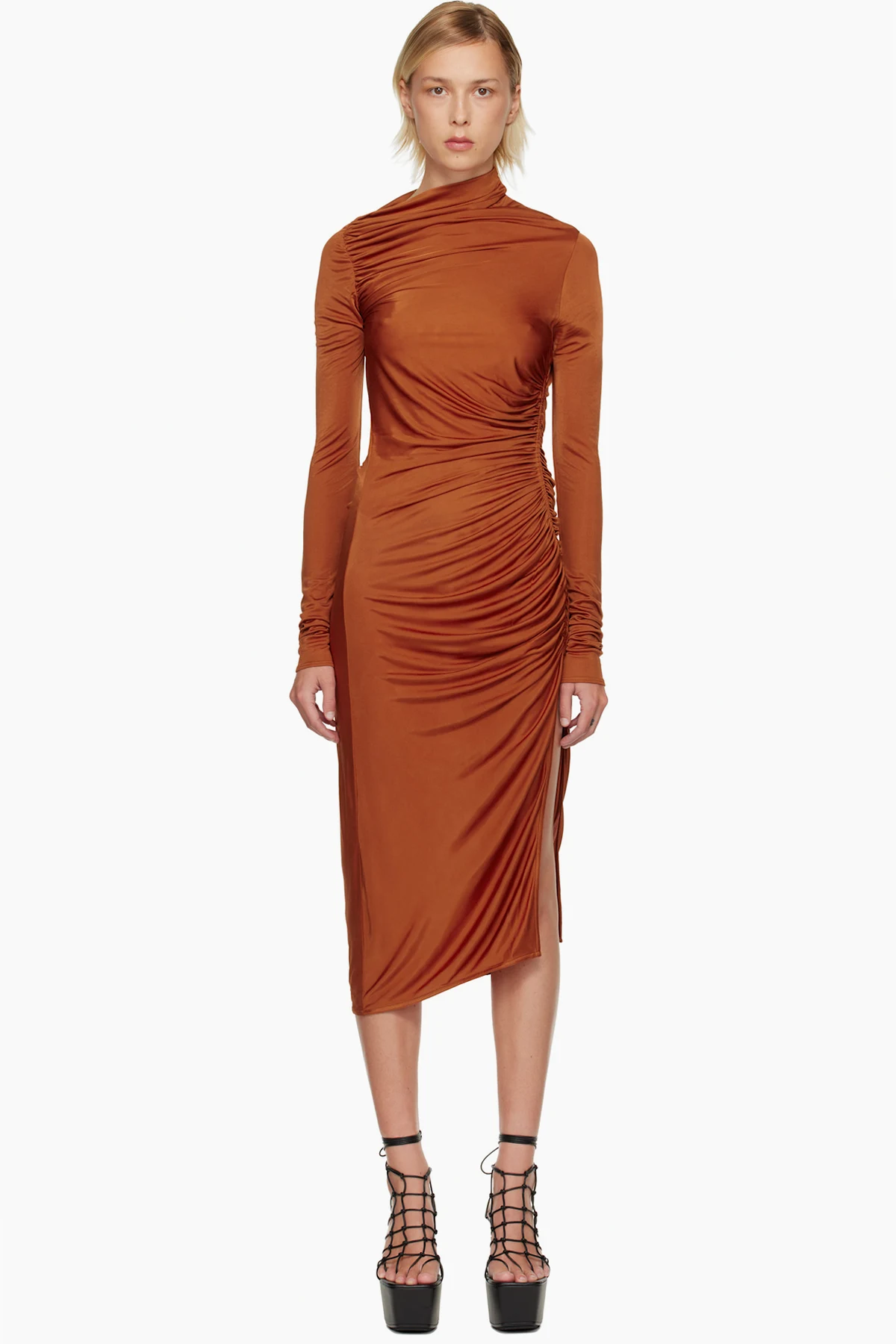 Orange Concordians Svita LS Midi Dress