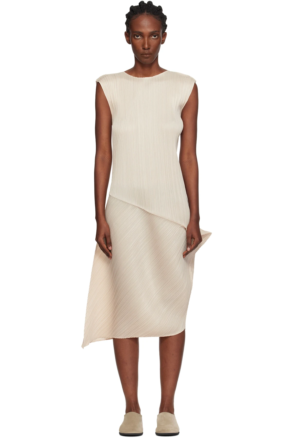 Beige Leap Midi Dress