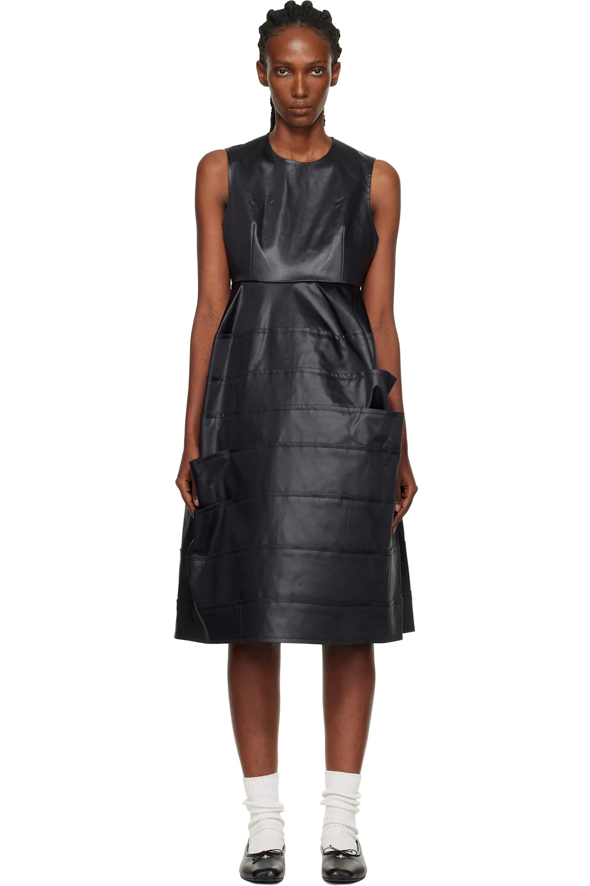 Black Satin Midi Dress