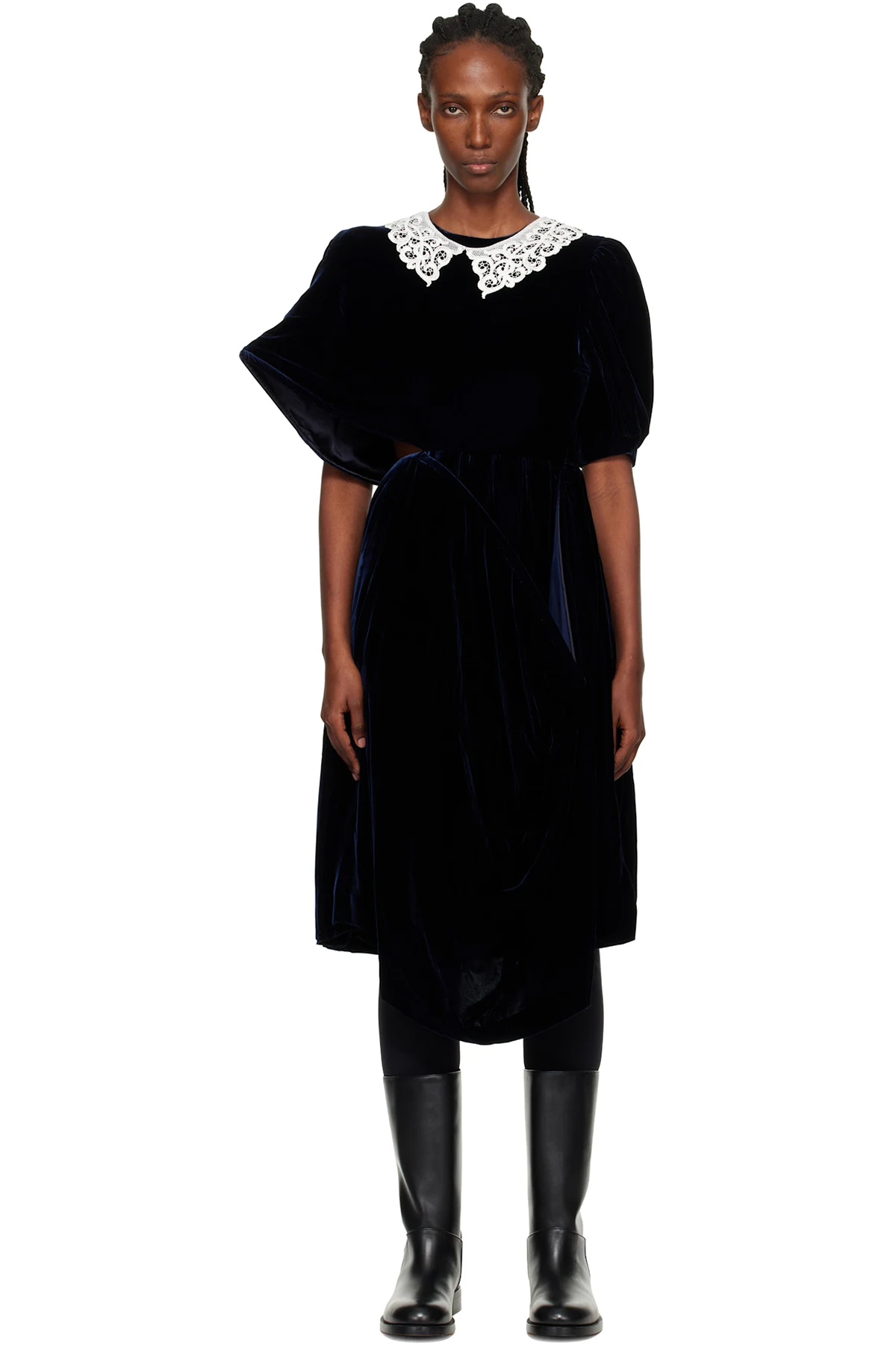 Navy Angular Midi Dress