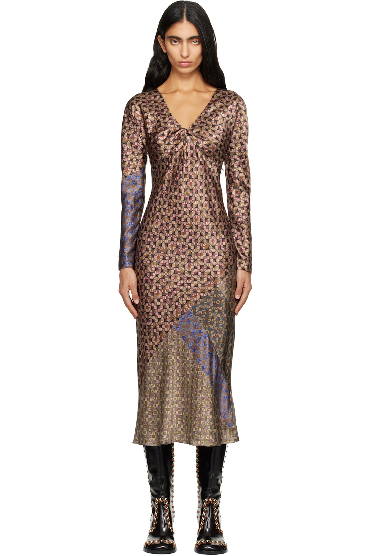 Multicolor Silk Midi Dress