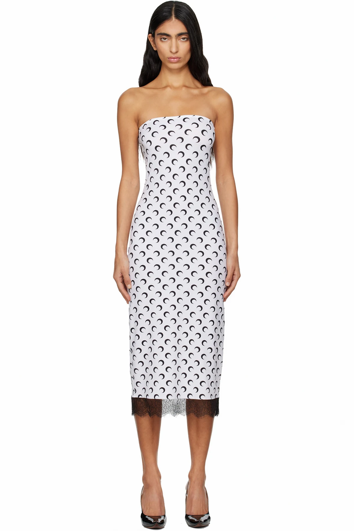 White Recycled Moon Jersey Bustier Midi Dress