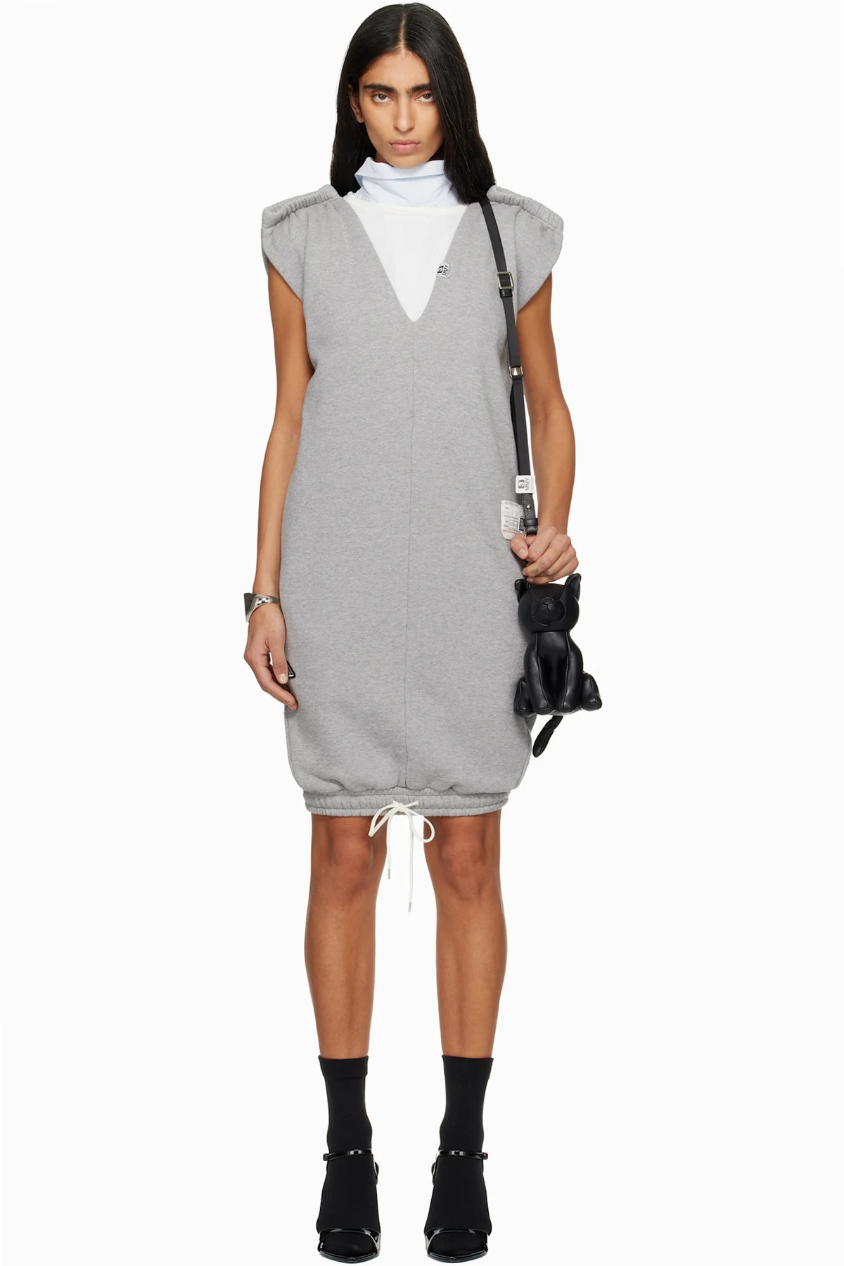 Gray Reversed Sweat Pants Midi Dress