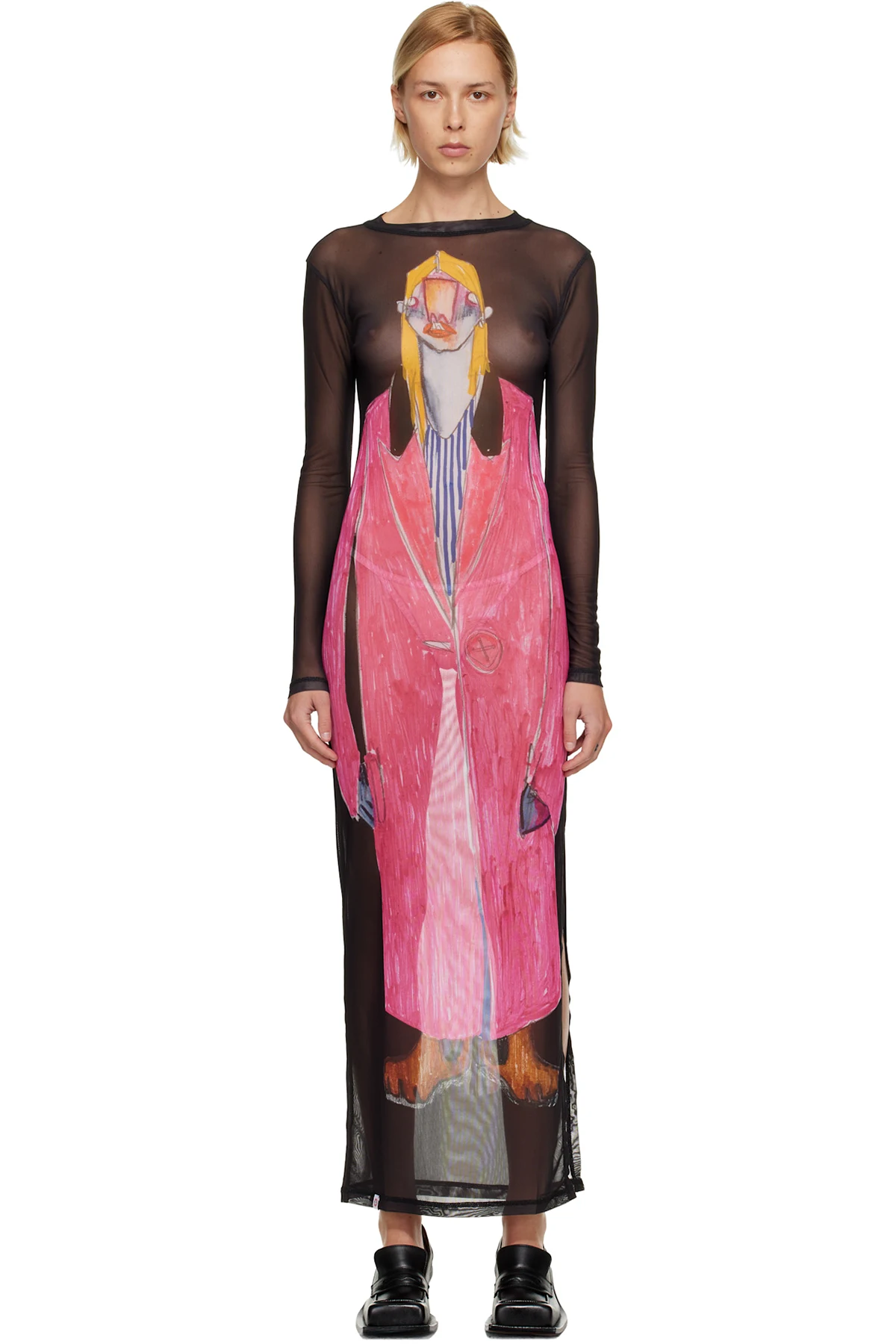 Black Powermesh Maxi Dress