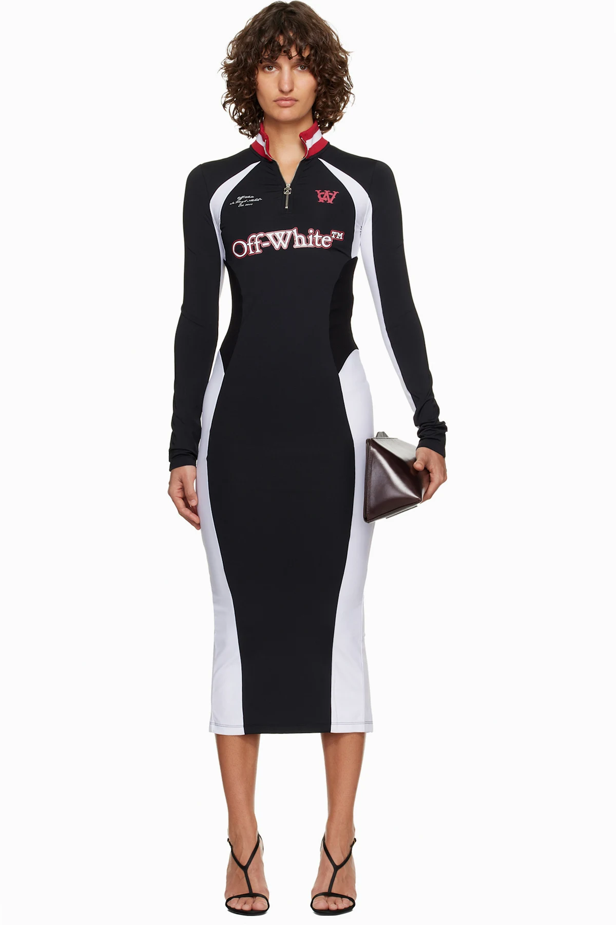 Black Tech Jersey Midi Dress