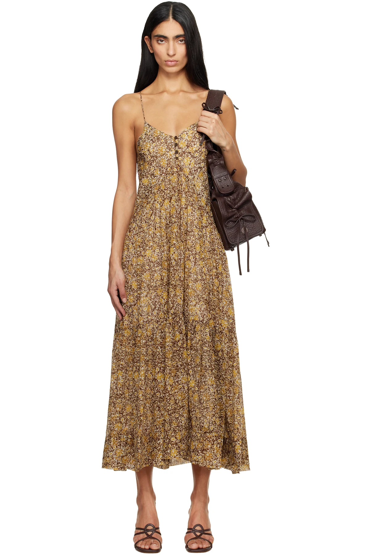 Brown & Khaki Sabba Midi Dress