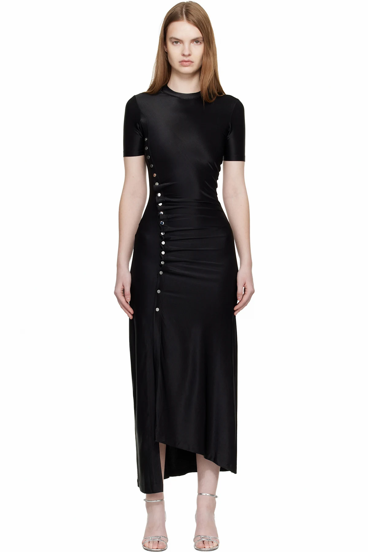 Black Draped Midi Dress