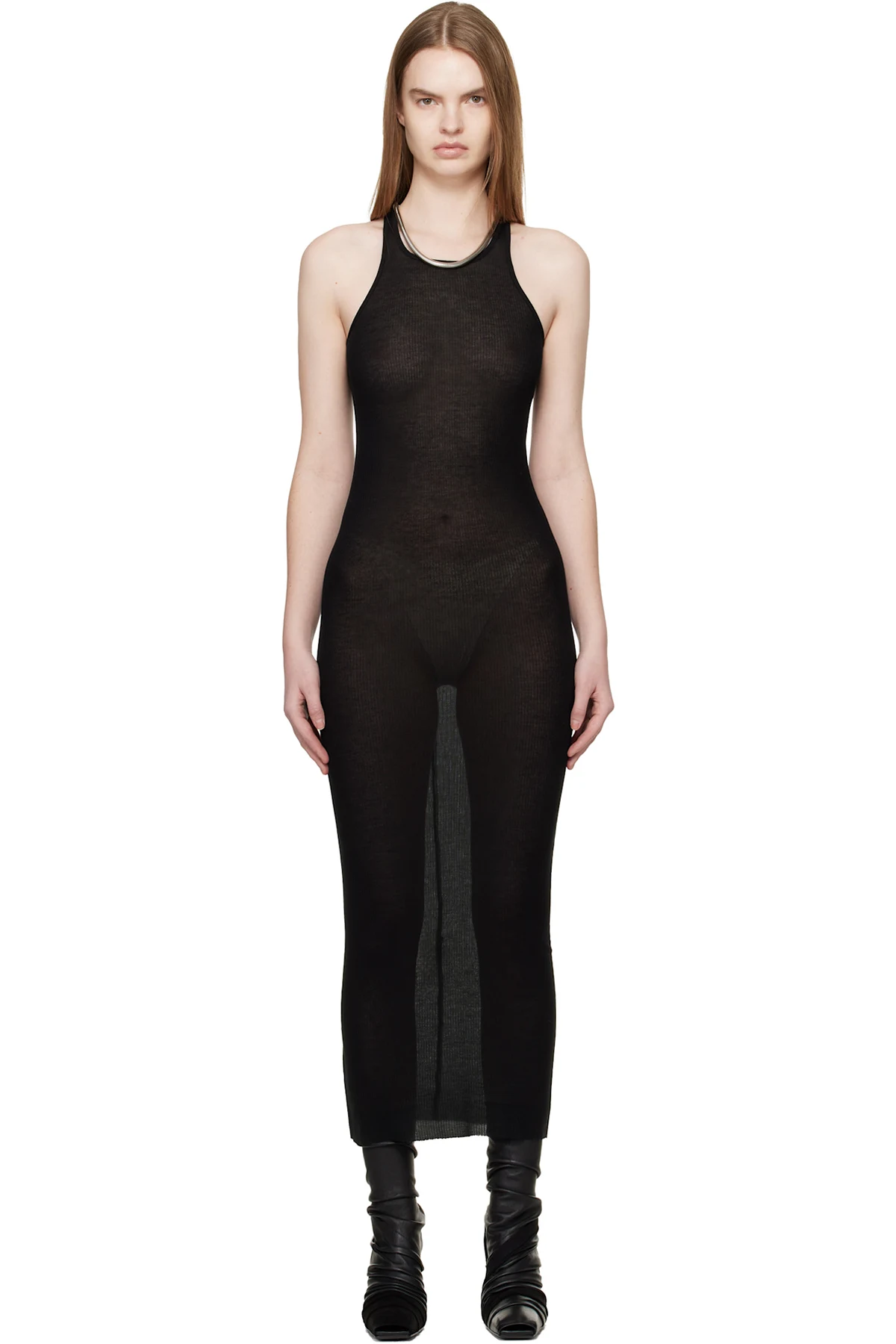 Black Temple Tank Midi Dress