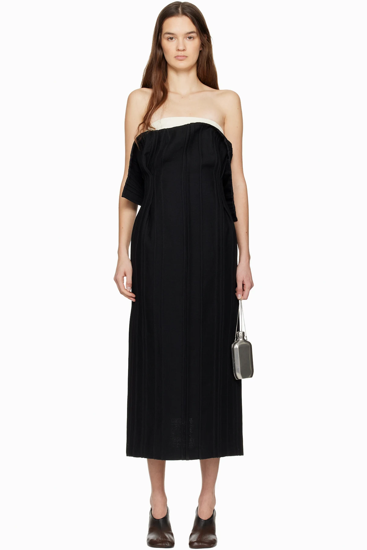 Black Beatrix Strapless Midi Dress