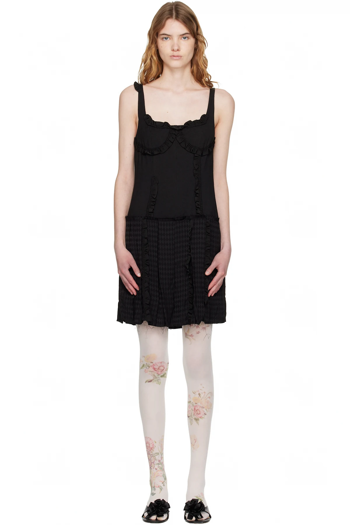 Black Flapper Pleats Midi Dress