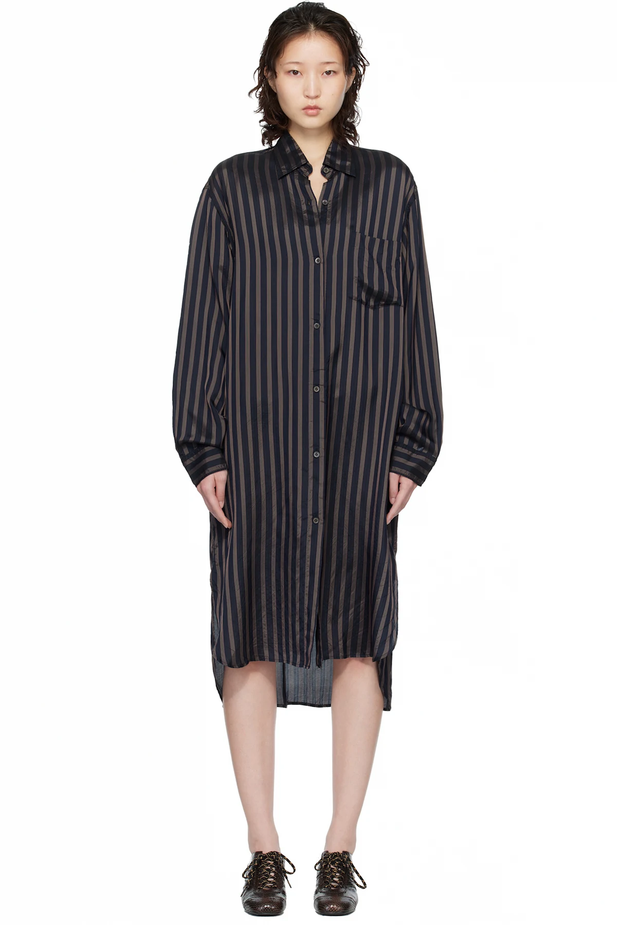 Navy Shirt Midi Dress