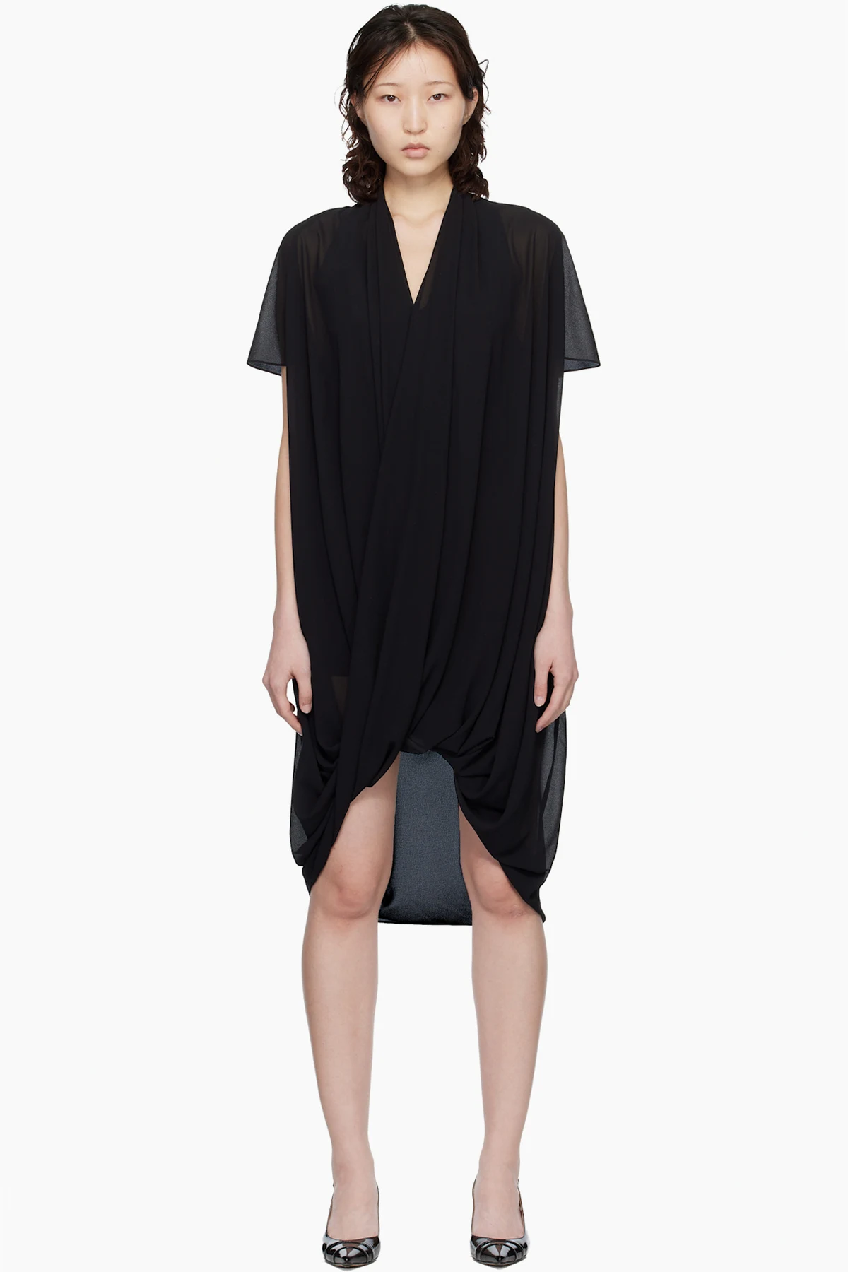 Black Chiffon Midi Dress