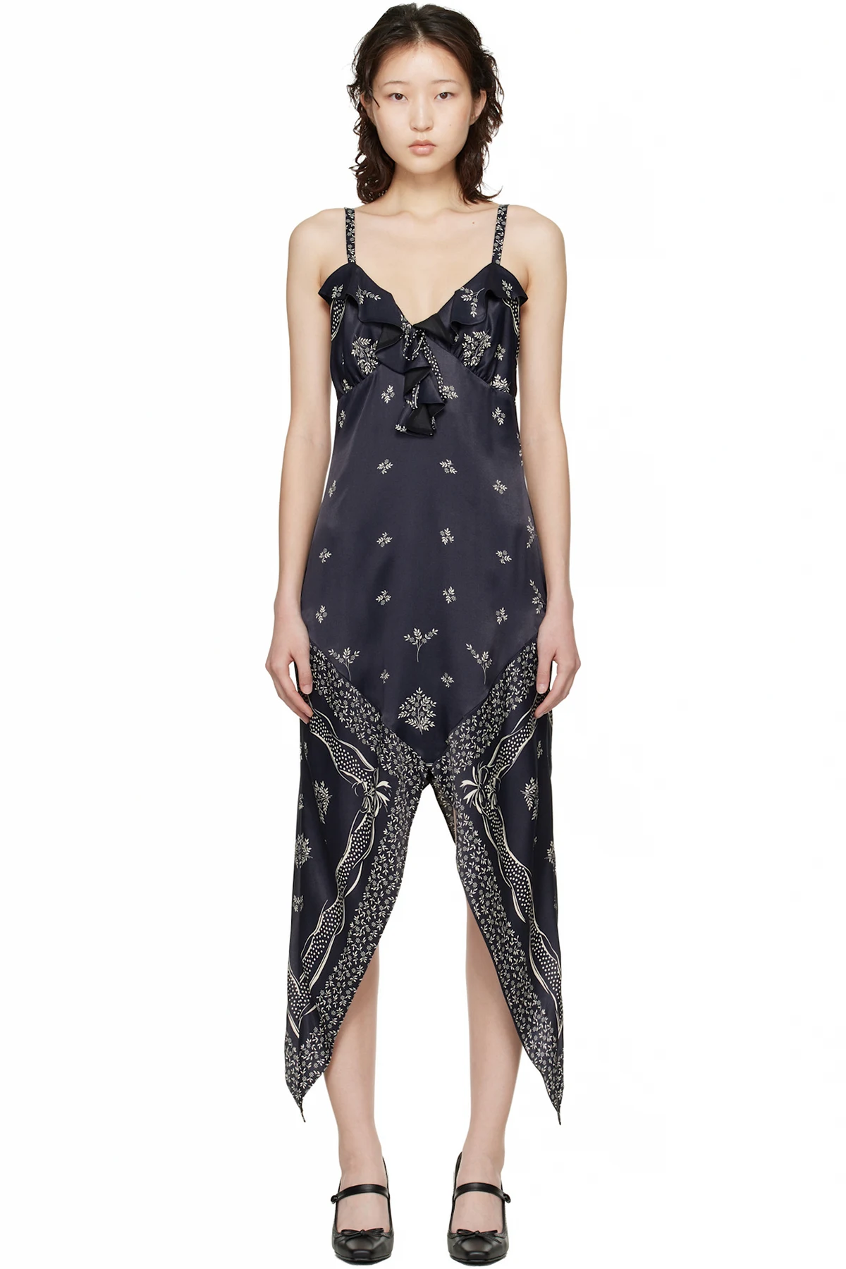 Black Handkerchief Midi Dress